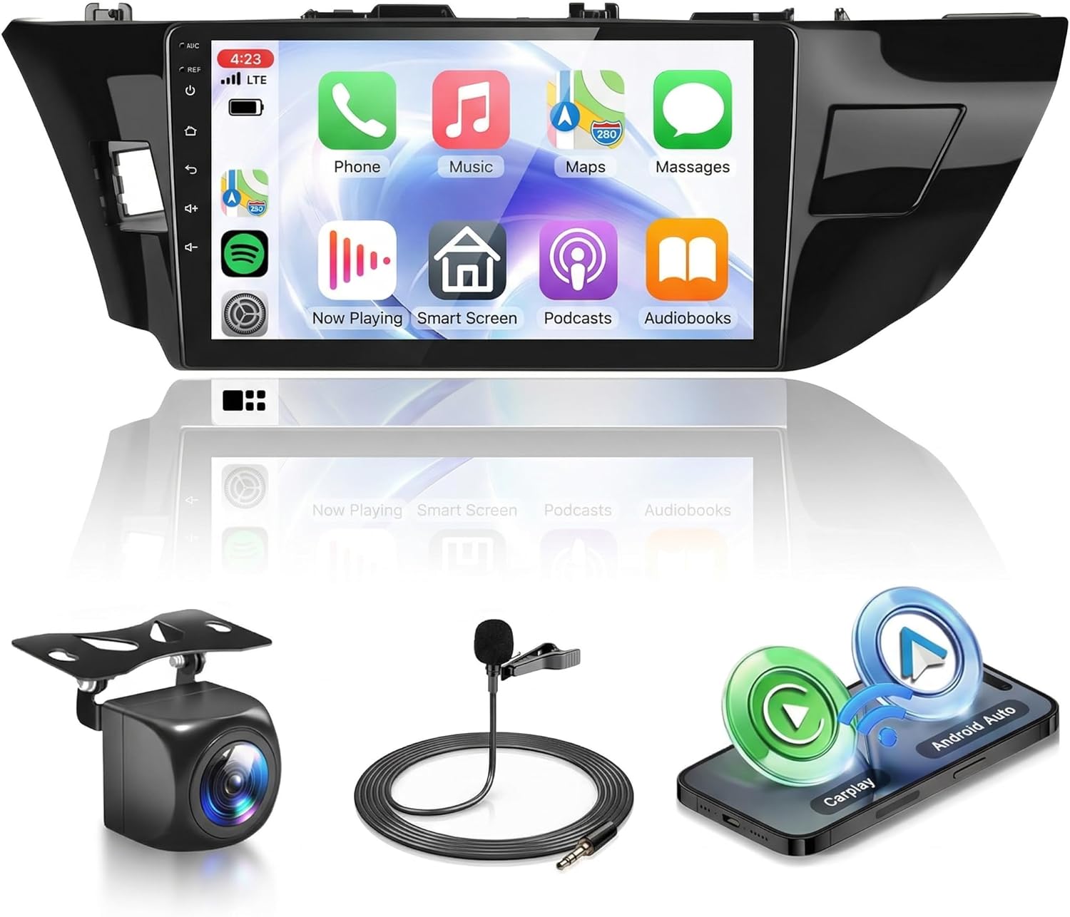 2G+64G Car Radio Stereo for Toyota Corolla 2014 2015 2016,Wireless CarPlay/Android Auto 10.1 Inch HD Touch Screen Android 13 Head Unit GPS WiFi Bluetooth FM/RDS EQ HD Backup Camera