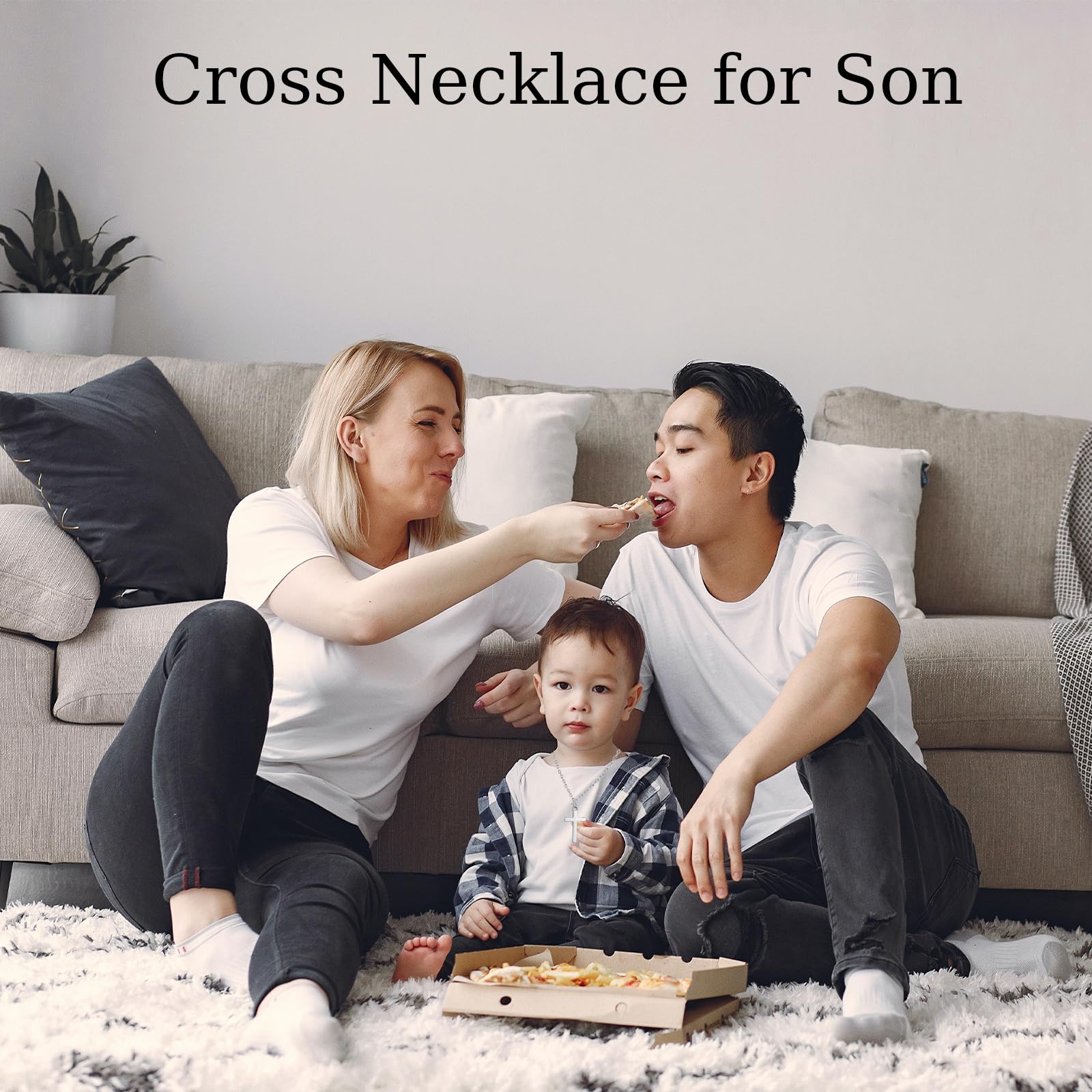 Collar con cruz de plata para niño, regalo de bautizo, primera comunión, confirmación