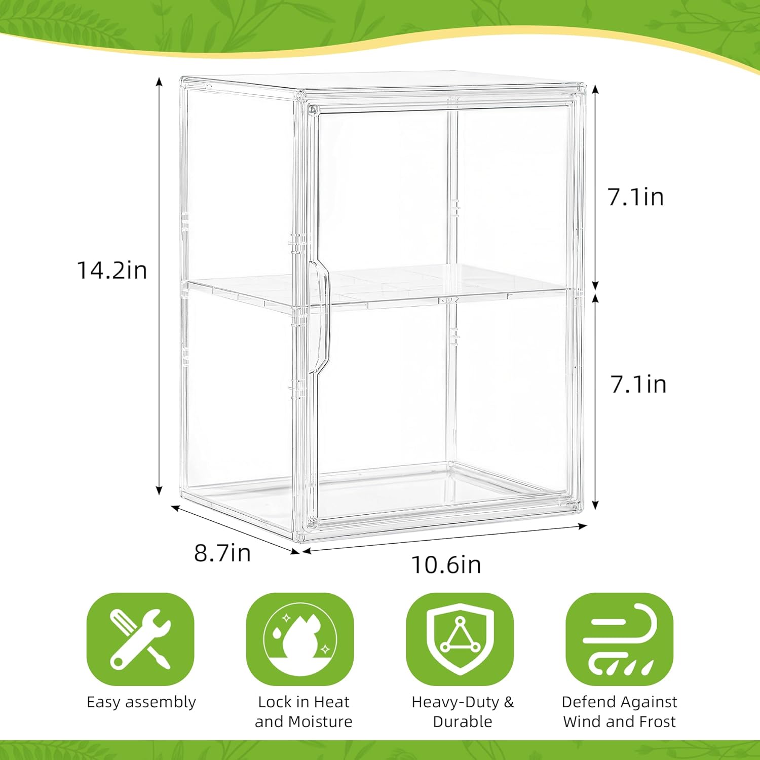 2-Tier Mini Greenhouse Indoor, Clear Stackable Tabletop Greenhouse with Magnetic Door,Small Greenhouse for Garden Plant Seed Starting,Home&Garden,1 Pack