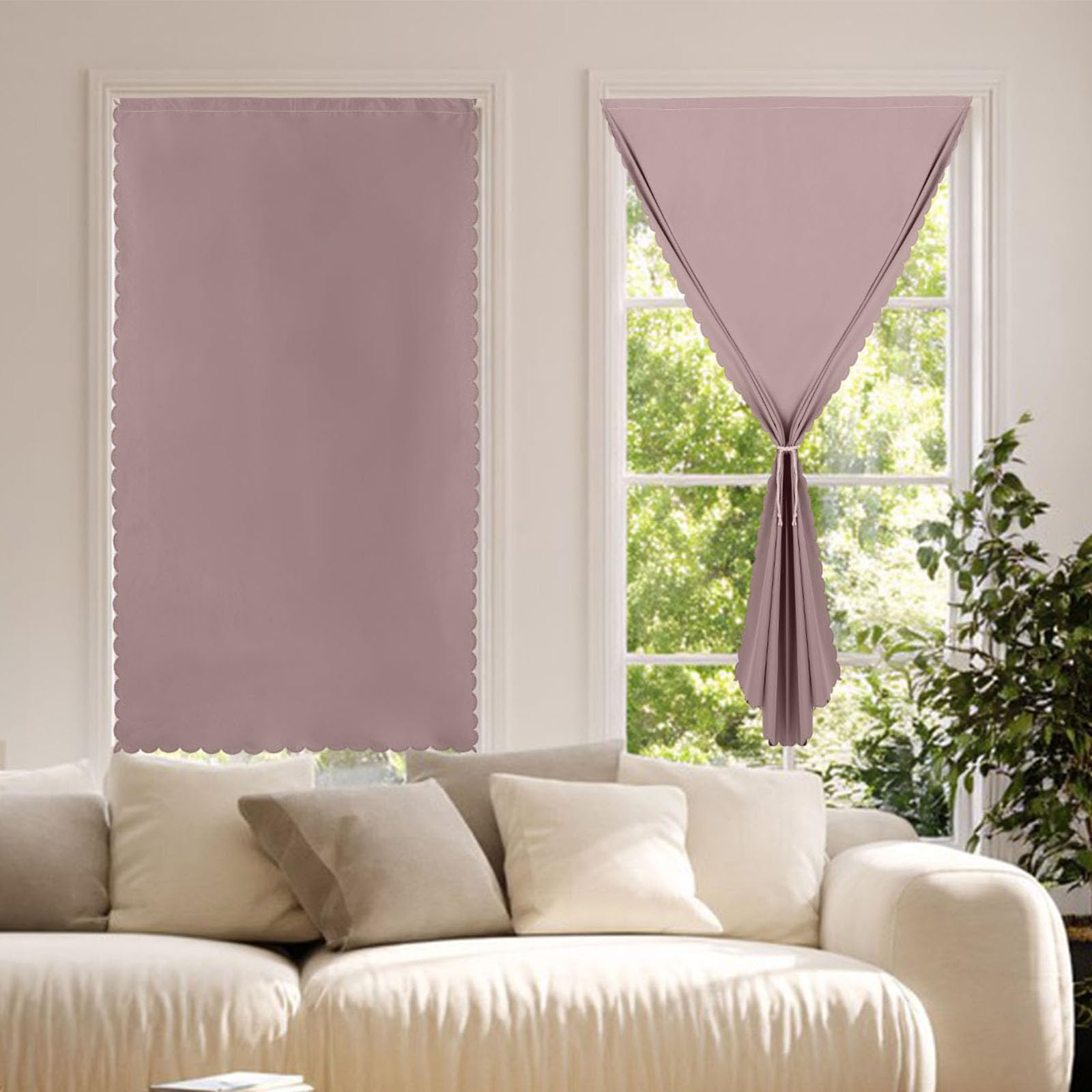 Blaward Stick On Blackout Curtains Self Adhesive Black Out Window Shades No Drilling No Curtain Rod Required Privacy Protection Portable Door Window Cover for Bedroom Nursery Room, 2 Panels
