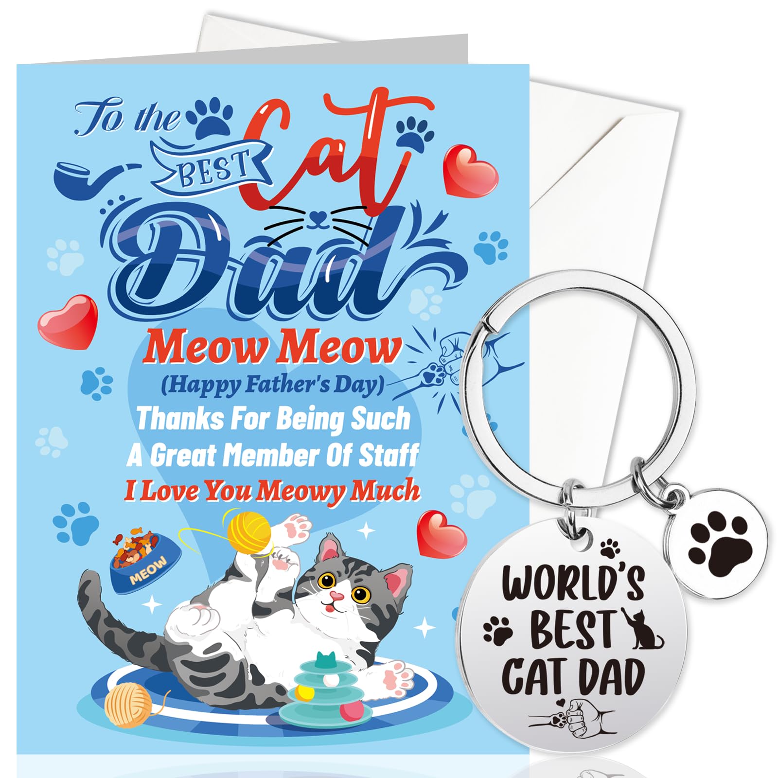 HOWAF Fathers Day Card from The Cat, Happy Father's Day Card Cat Dad Fathers Day Card