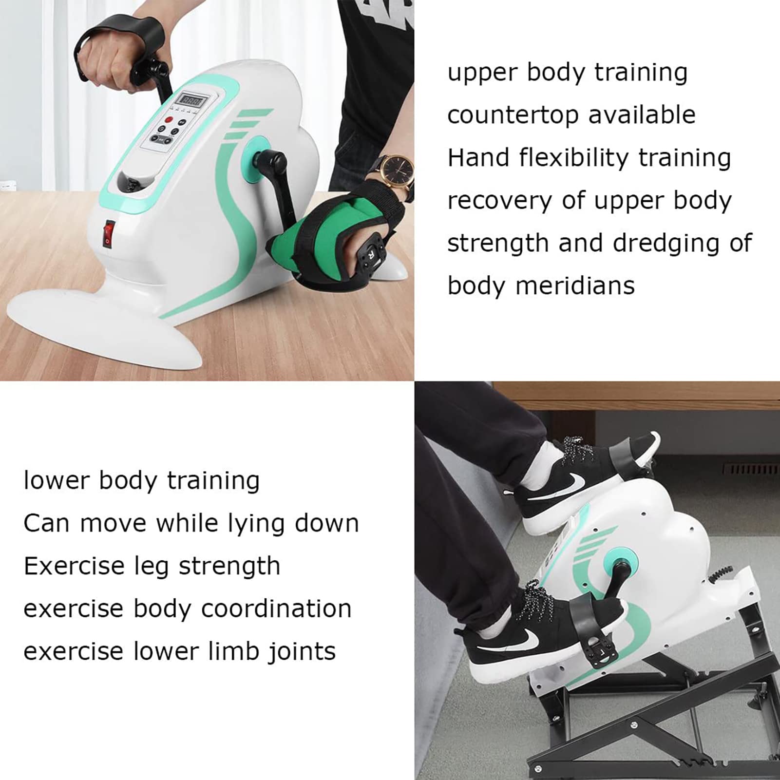 Esercitatore A Pedale,Mini Cyclette Pedale Ginnico Ciclo di Braccia E Gambe Cyclette Esercitatore A Pedale Elettrico per Anziani Fisioterapia Esercizio Fitness Palestra