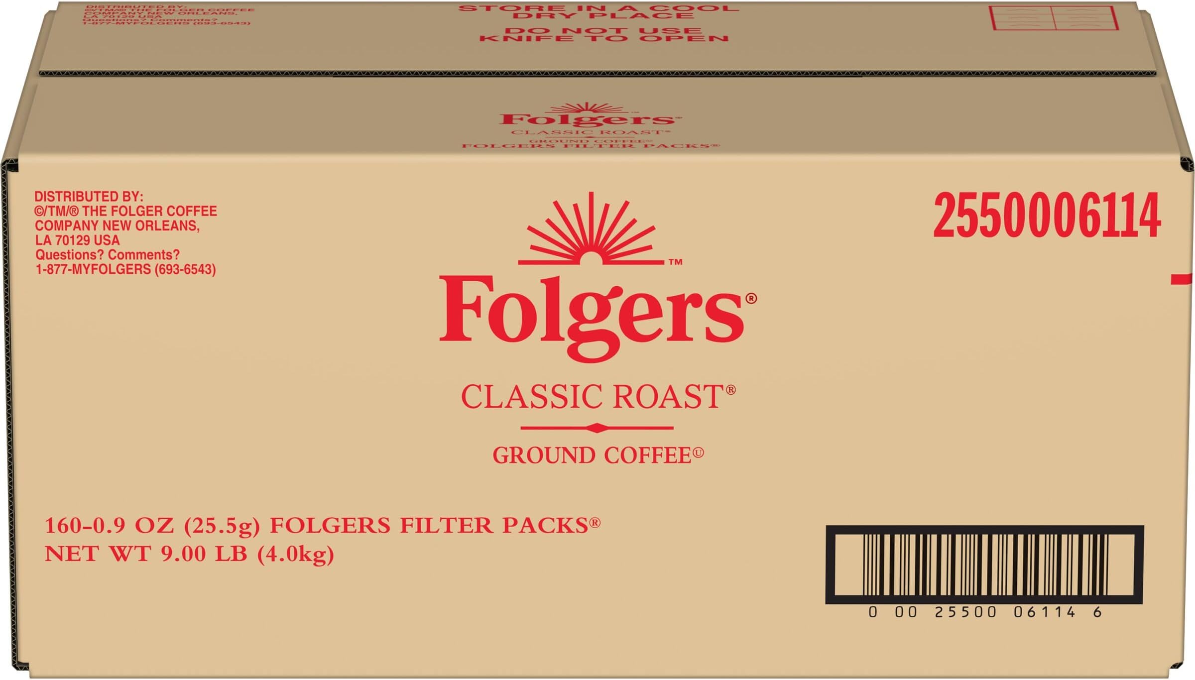 - FOLGERS 0.9 OUNCE CAFFEINE REGULAR FILTER PACK
