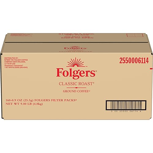 Folgers Paquetes de filtros de café tostado clásico, 0.9 onzas, caja de 160 paquetes