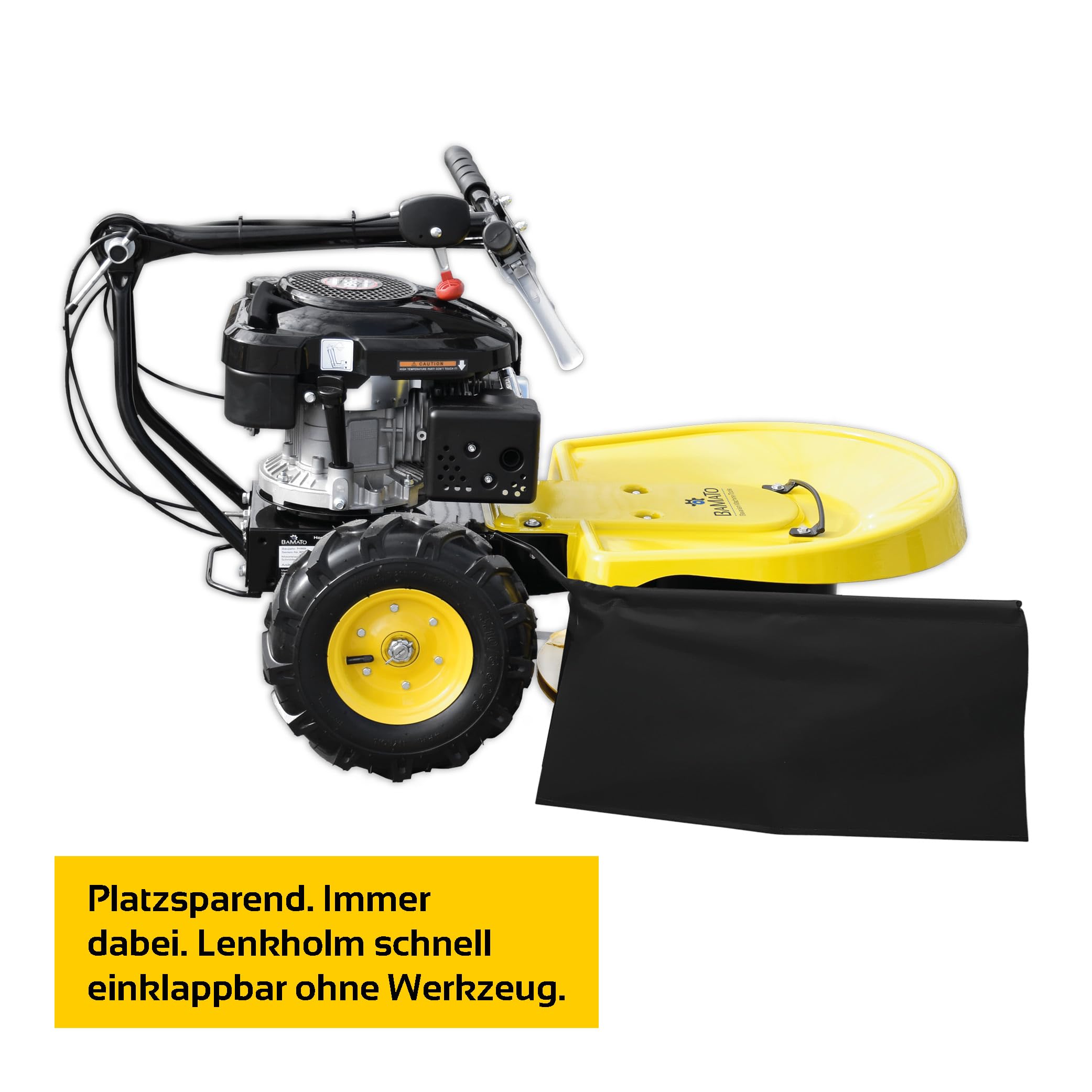 BAMATO Hochgrasschneider GS-200 Kreiselmäher Benzin | Kraftvoller LONCIN Motor mit Radantrieb | 4 Klingen | 580 mm Schnittbreite