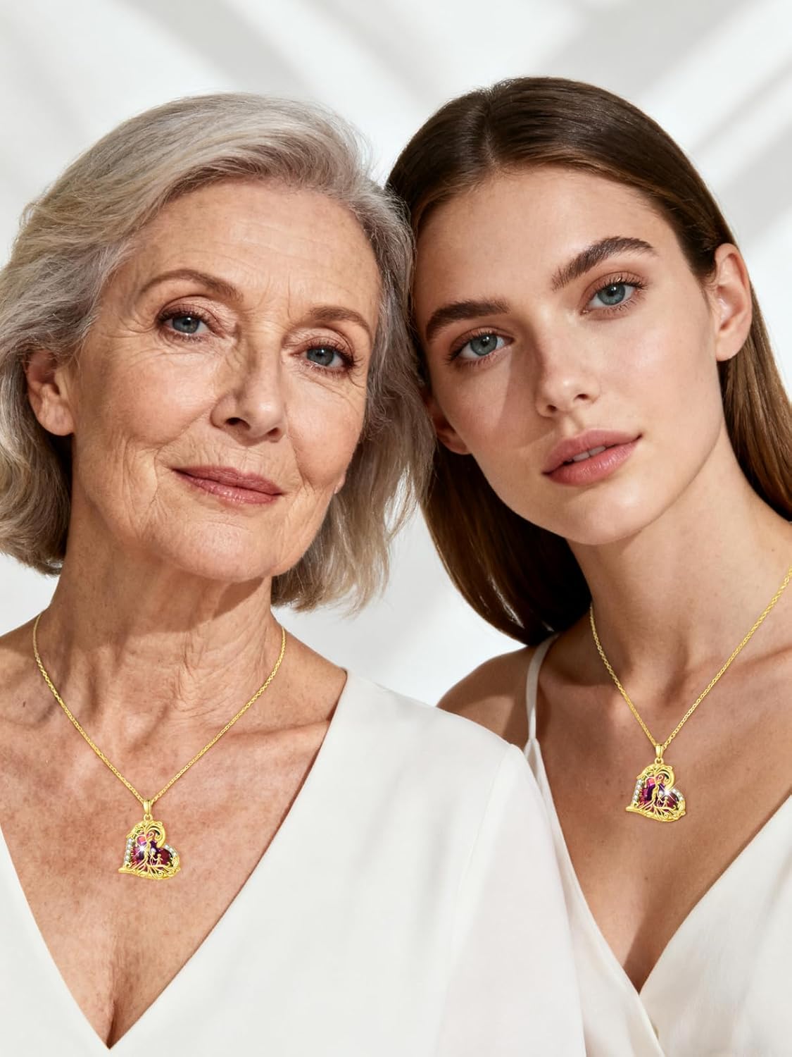 14K Gold ValentinesTree Of Life Necklace Gifts for Women,Mother and 2 Pendant Stone Family Tree Necklaces,Valentines Anniversary Birthday Gifts for Her Wife Mom Grandma Daughter - Image 5