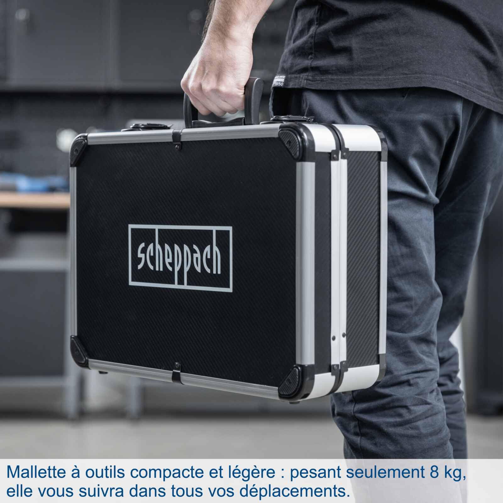Scheppach Mallette à outils TB225 – Valise à outils – Coffret outils – Boîte à outils – Caisse à outils - Boîte de rangement - 235 pièces – En chrome vanadium - Idéal pour l'atelier