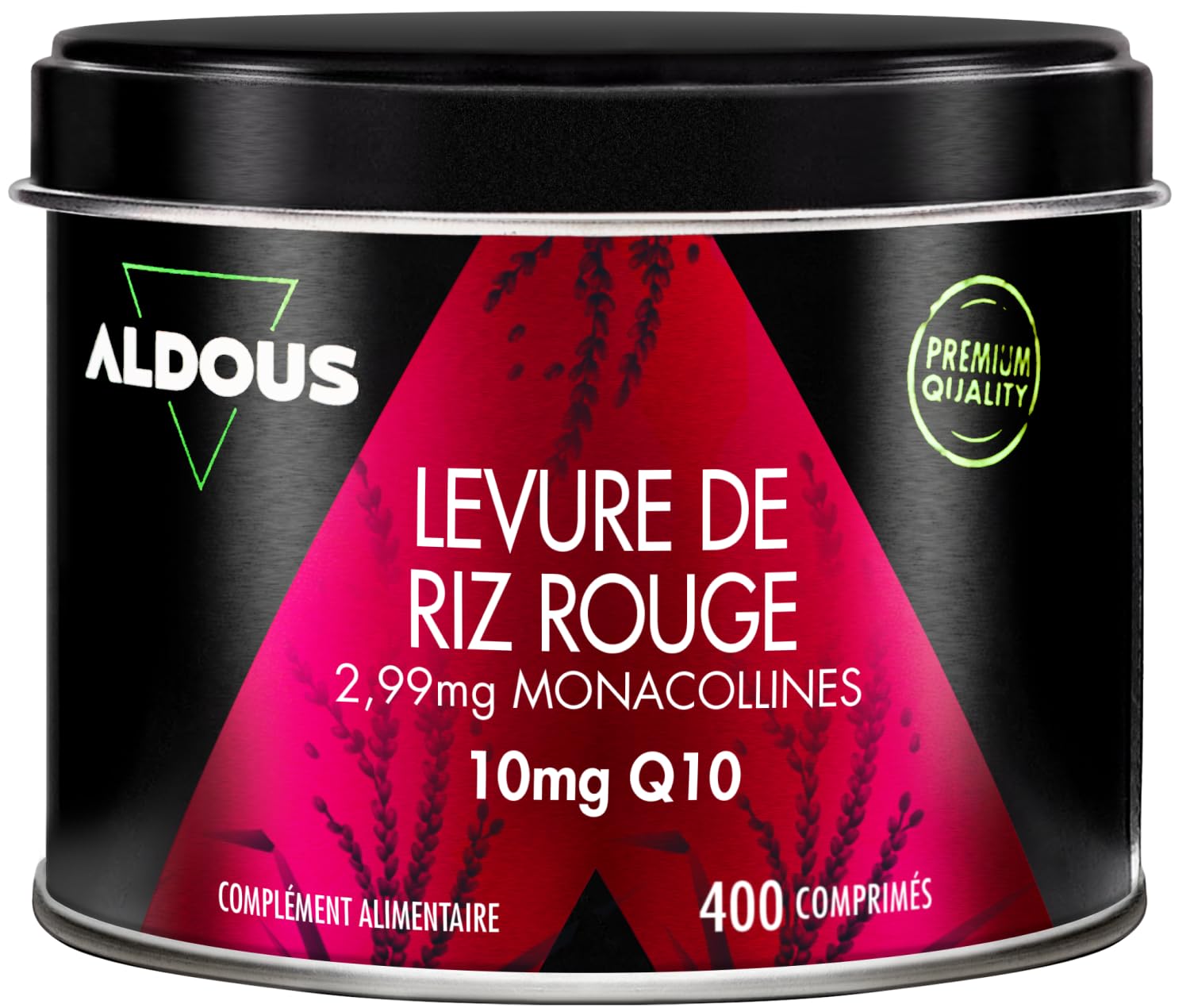 Levure de Riz Rouge avec Coenzyme Q10-400 comprimés (+1 an) -Pour le coeur | 2,99mg Monacoline pure - Favorise la circulation sanguine - Levure de Riz Rouge Cholesterol - Vegan - Complement alimentaire
