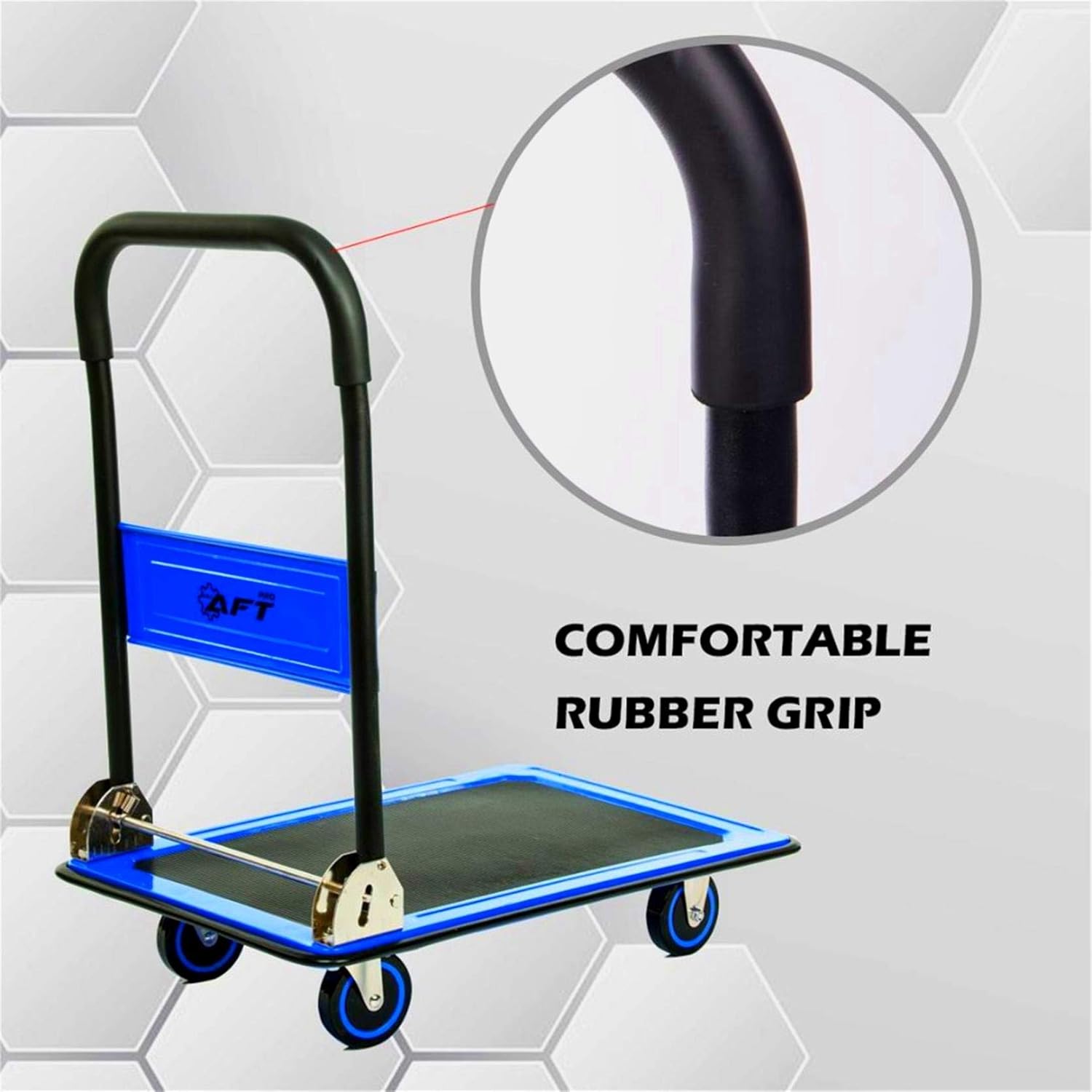 Push Cart Dolly AFT PRO USA Push Platform Truck Folding Rolling Flatbed Cart 360 Degree Swivel Wheels Foldable Handle (Blue, 330LB) : Industrial & Scientific