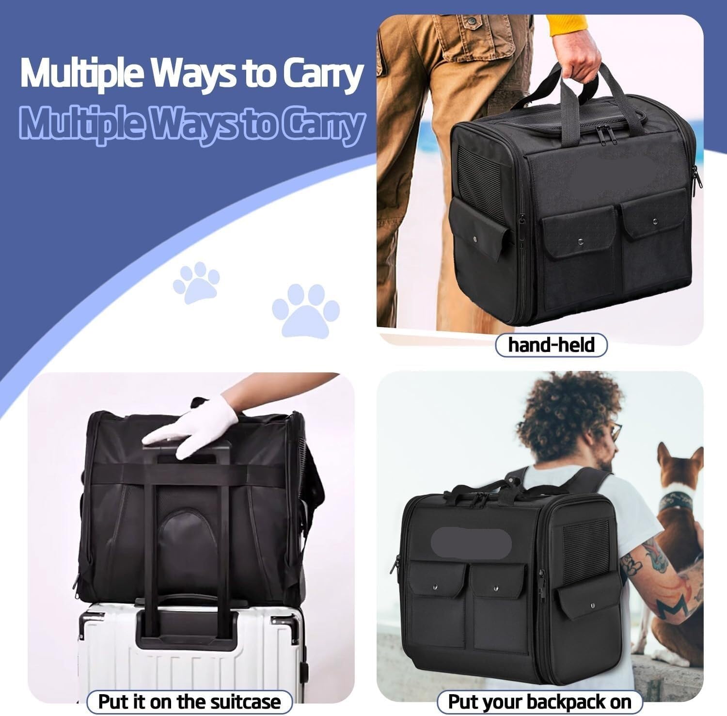 Transportin Gato Mochila Transportadora para Gatos Y Perros, Cachorros con Capacidad para hasta 18 Libras, Mochila para Perros Y Gatos Trasportines Gato