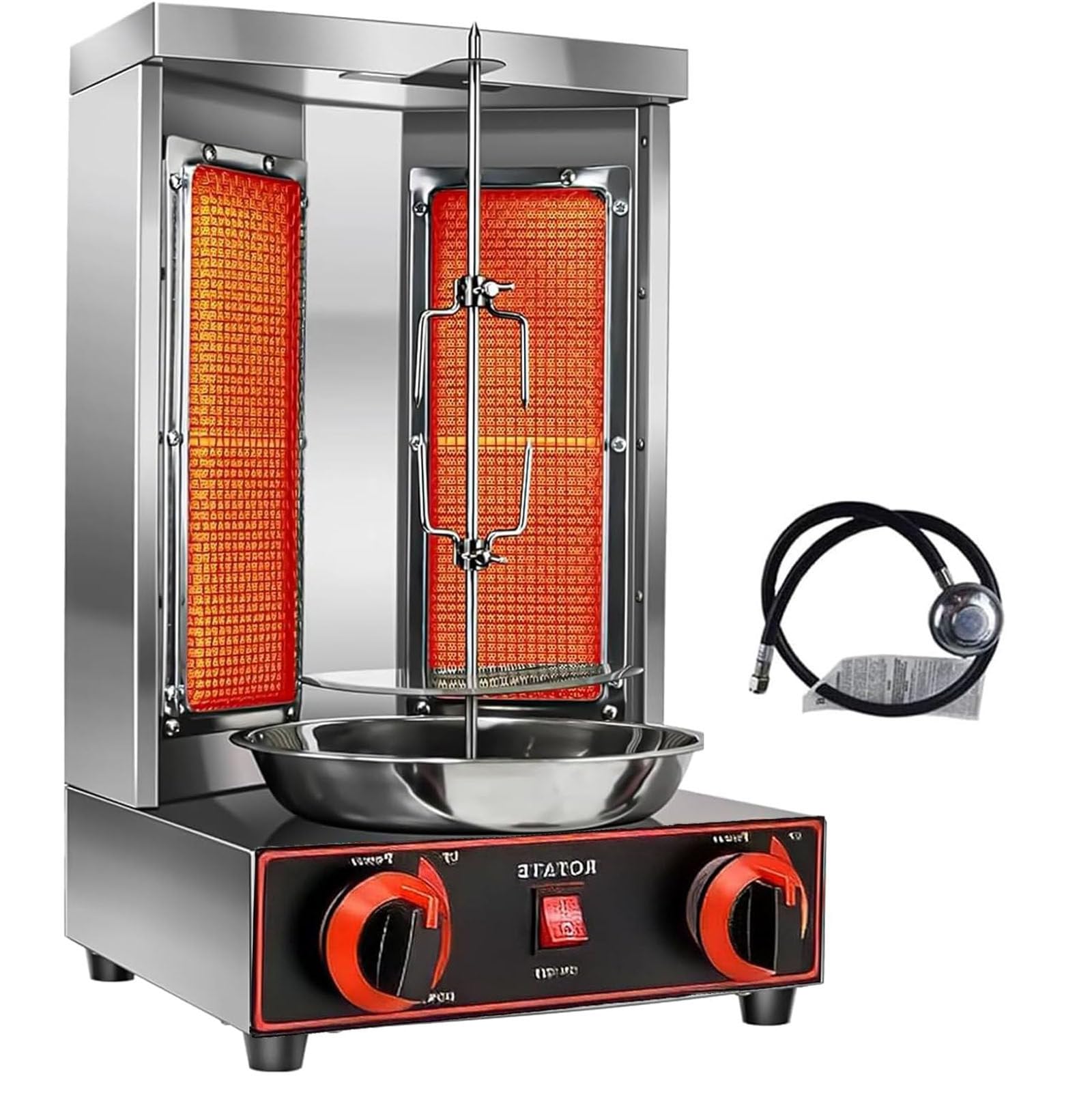 Grill Machine - Propane Vertical Broiler Gyro Rotisserie Four for Home Restaurant Kitchen Fêtes - Machine de Poulet avec 2 brûleurs