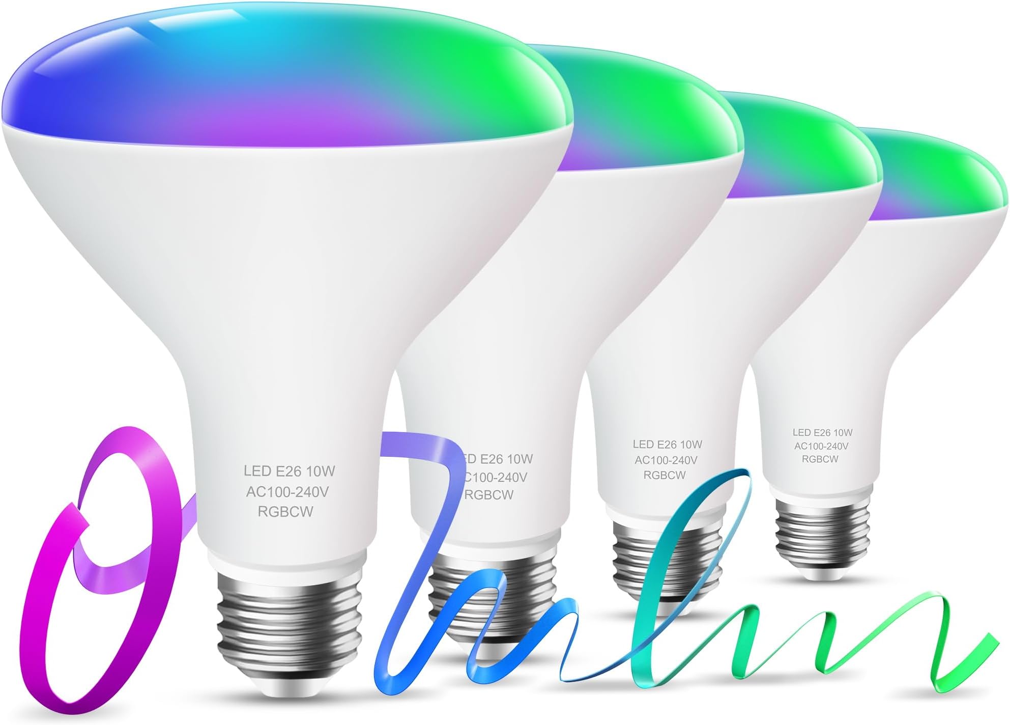 OHLUX BR30 Smart Flood Light Bulb, 85W Equivalent WiFi Smart Bulb, RGBCW, Music Sync, Color Changing Bulb Compatible with Alexa and Google Home, 4 Pack