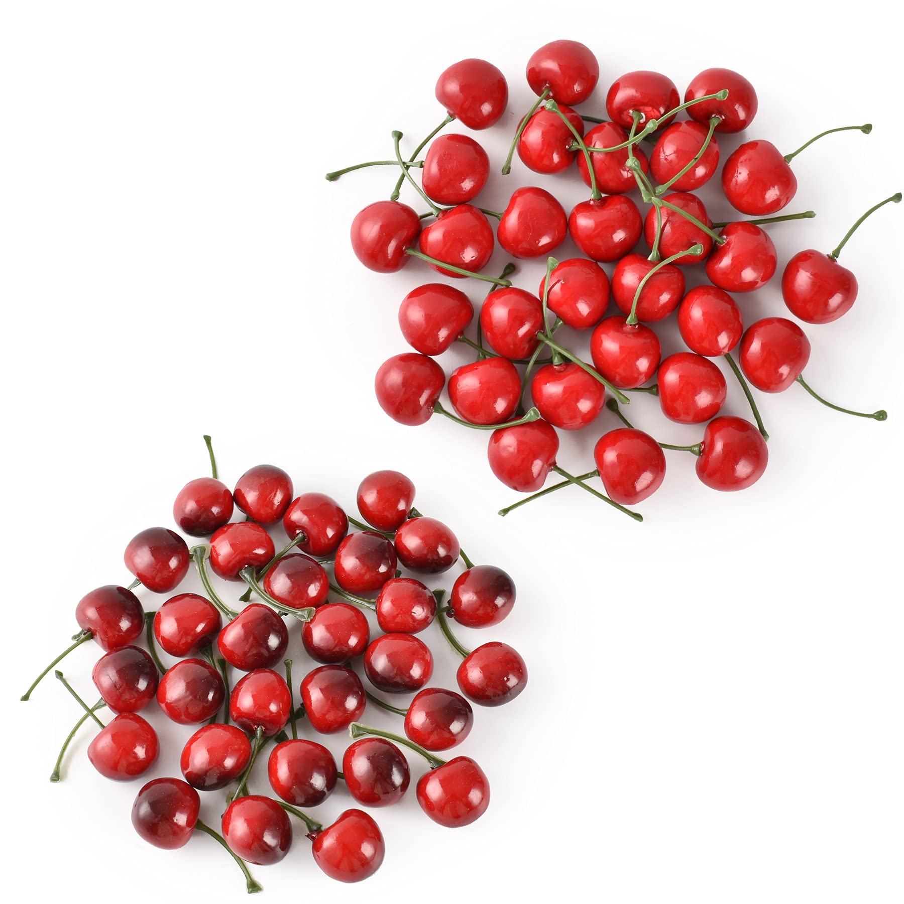 LUEYAOArtificial Cherry Fruit Fake Cherries Red Simulation Red Black Cherries Artificial Cherry Decorations Fake Fruit Model Home House Kitchen Party Decoration 100 PCS