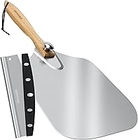 Vista 8 de Pala para Pizza de Aluminio Espátula para Pizza, Pala de Pizza de Metal (14 x 16 pulgadas) con Cortador Basculante Mango de Madera Plegable