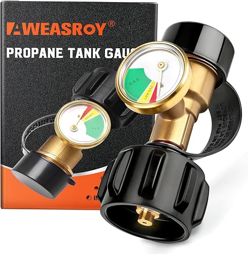 AWEASROY Leakproof Propane Tank Gauge Level Indicator for 5lb-40lb | Quick Connect Accurate Fuel Check for RV, Grill, Heater Essential for Safe Camping & BBQ