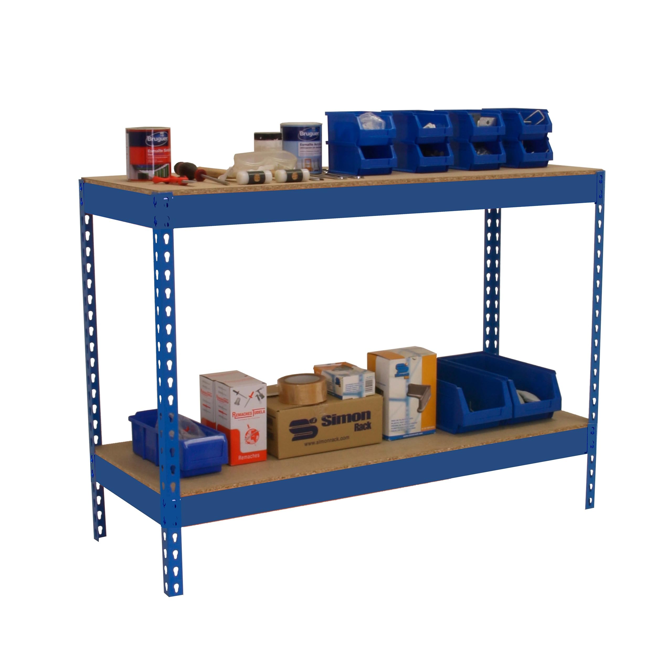 Simon Rack Banco de Trabajo Taller 1500x900 mm - BT Basic | Capacidad Carga 400 kg, Montaje sistema clic, Pintura anticorrosión, Azul
