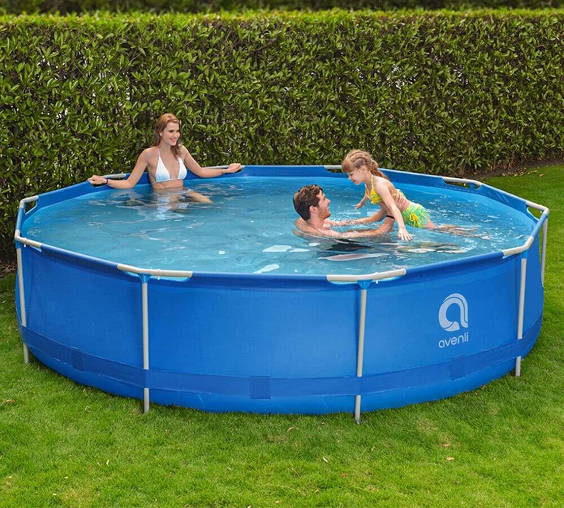 12ft x 30in Above Ground Swimming Pool,Outdoor Round Frame Steel Frame Pool for Backyard Garden