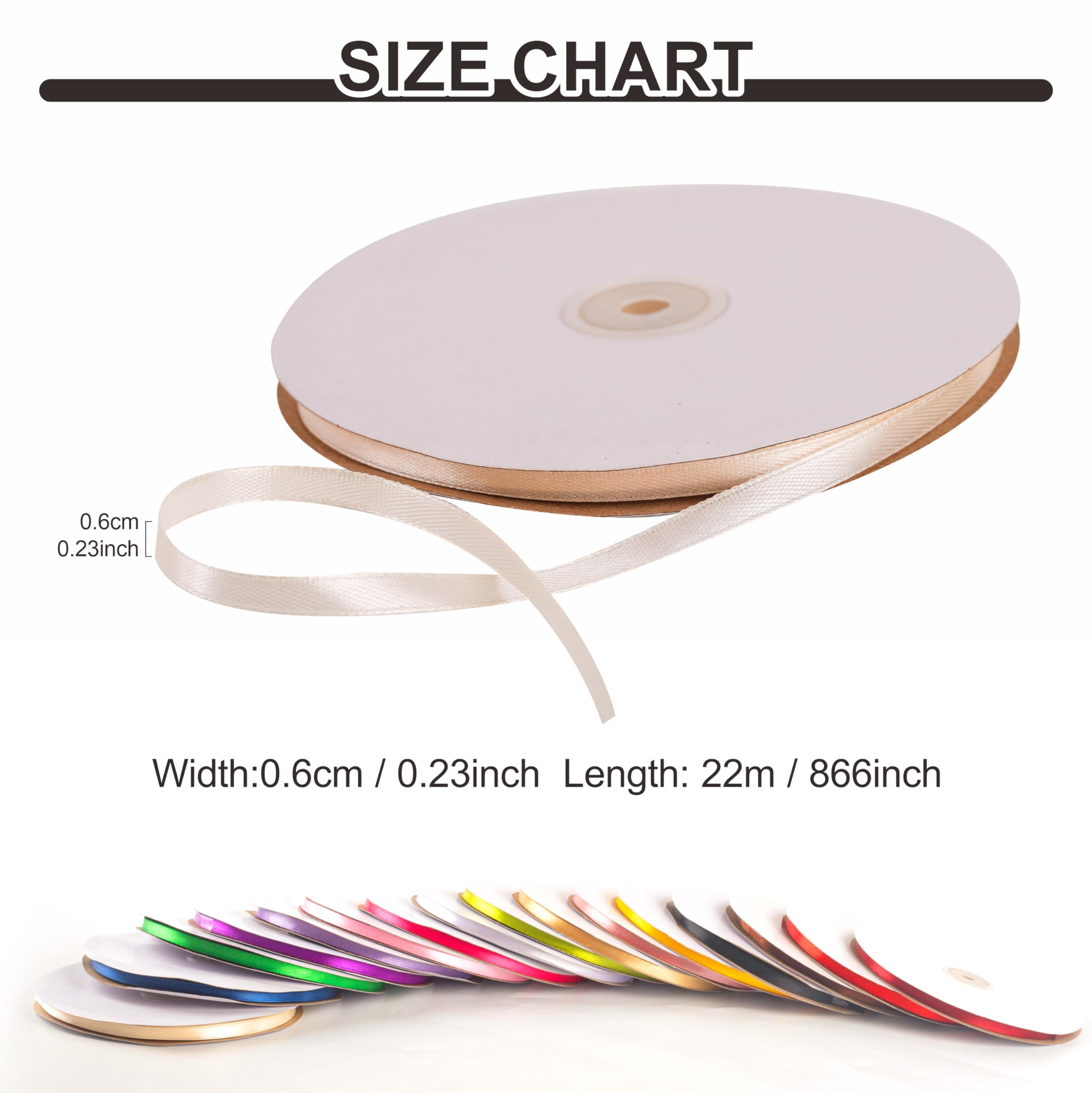6mm Off-White Ribbon for Gift Wrapping 91M Wrapping String for Crafting Hair Bow Christmas Cake Wedding Party Balloon Car Ribbon Decoration - Image 3