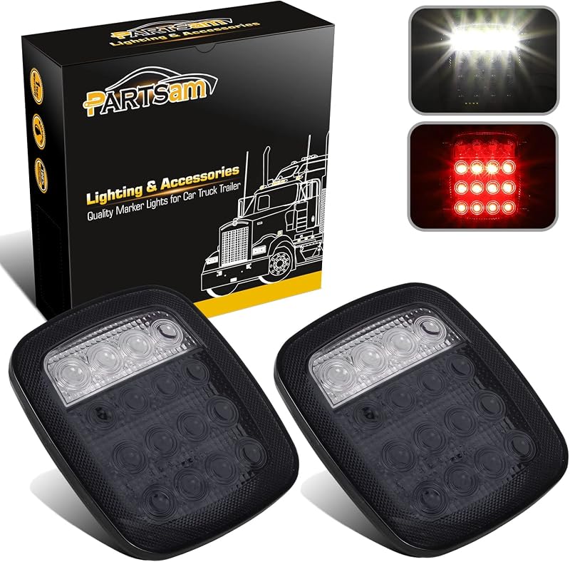Lanternas traseiras LED Partsam com luz de freio, seta e ré – Par com lente fumê