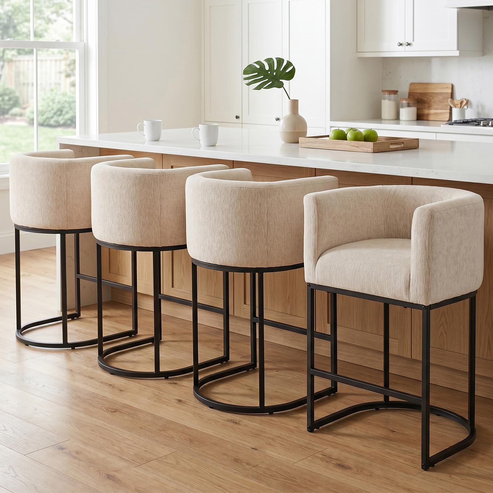 DUMOS Barrel Bar Stools Set of 4