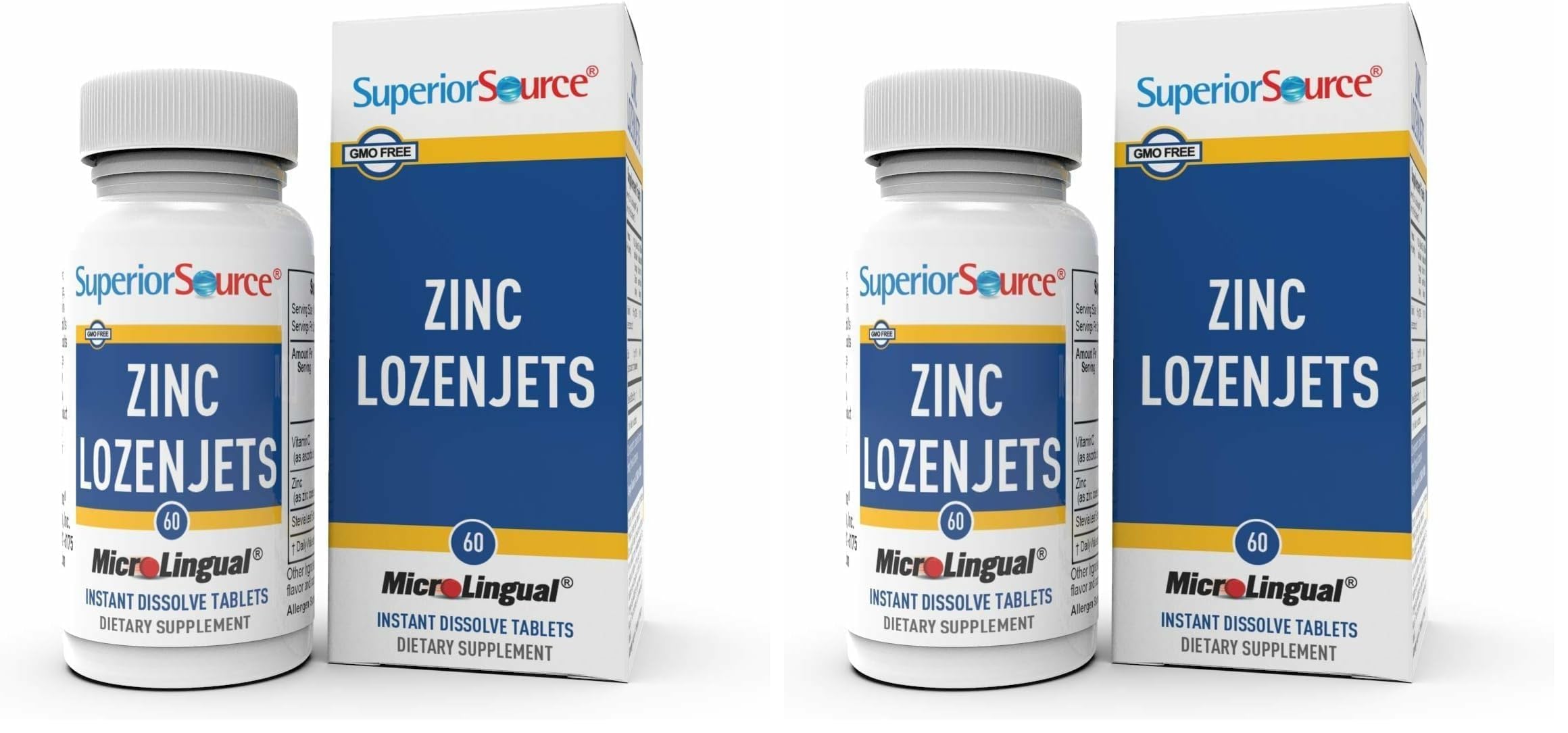 Superior Source Zinc Lozenjets - Immune System Support Supplement - Trace Mineral Supplement Aids Systems & Functions - Zinc Supplement for Women & Men - 60 Instant Dissolve Tablets (Pack of 2) 60 Count (Pack of 2)