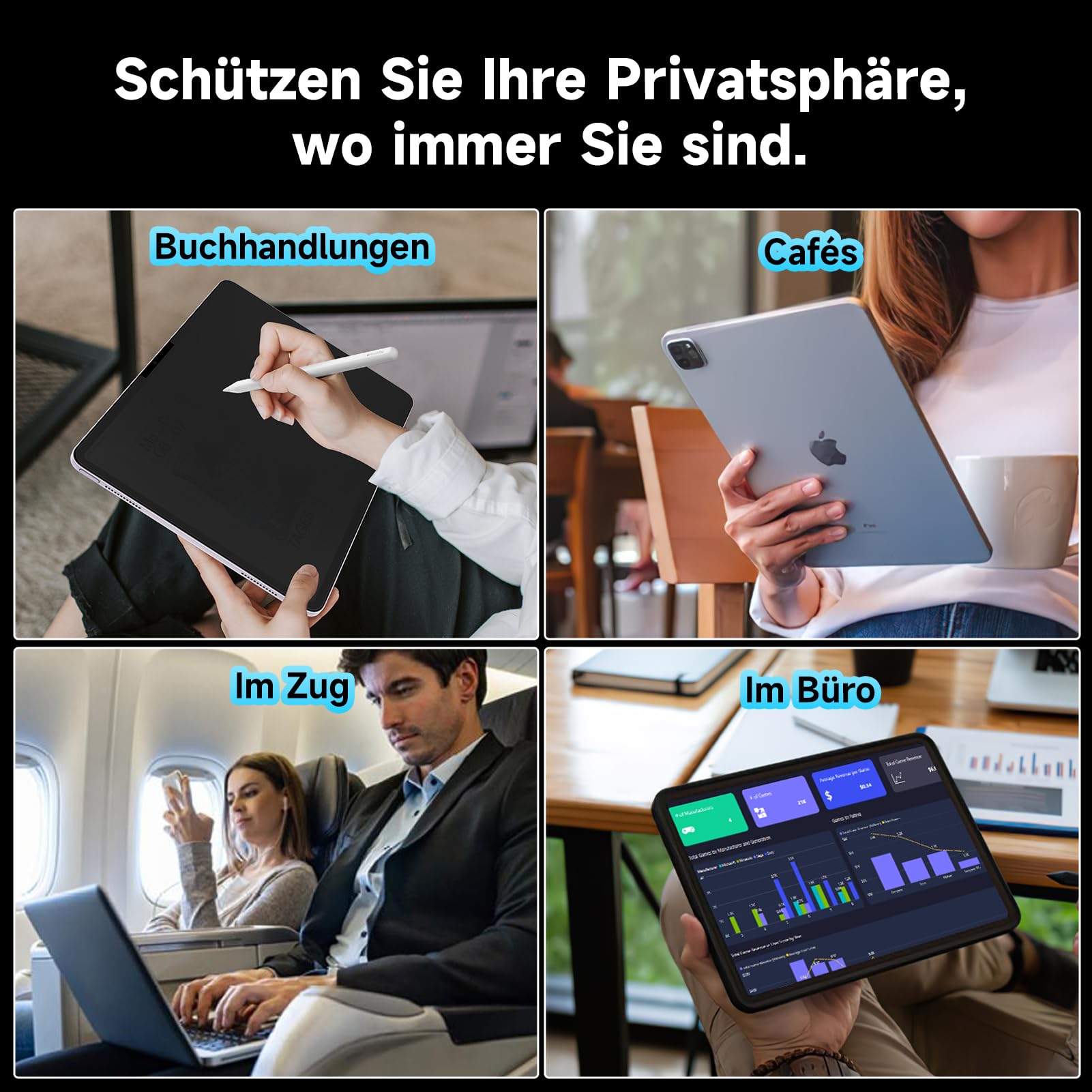 Mamol 360° Magnetischer Sichtschutz für iPad Air 11 Zoll 8/7/6.Gen. (M4/M3/M2), iPad Air 2026/2025/2024, Anti-Spy Blickschutzfolie Abnehmbarer Privacy Screen