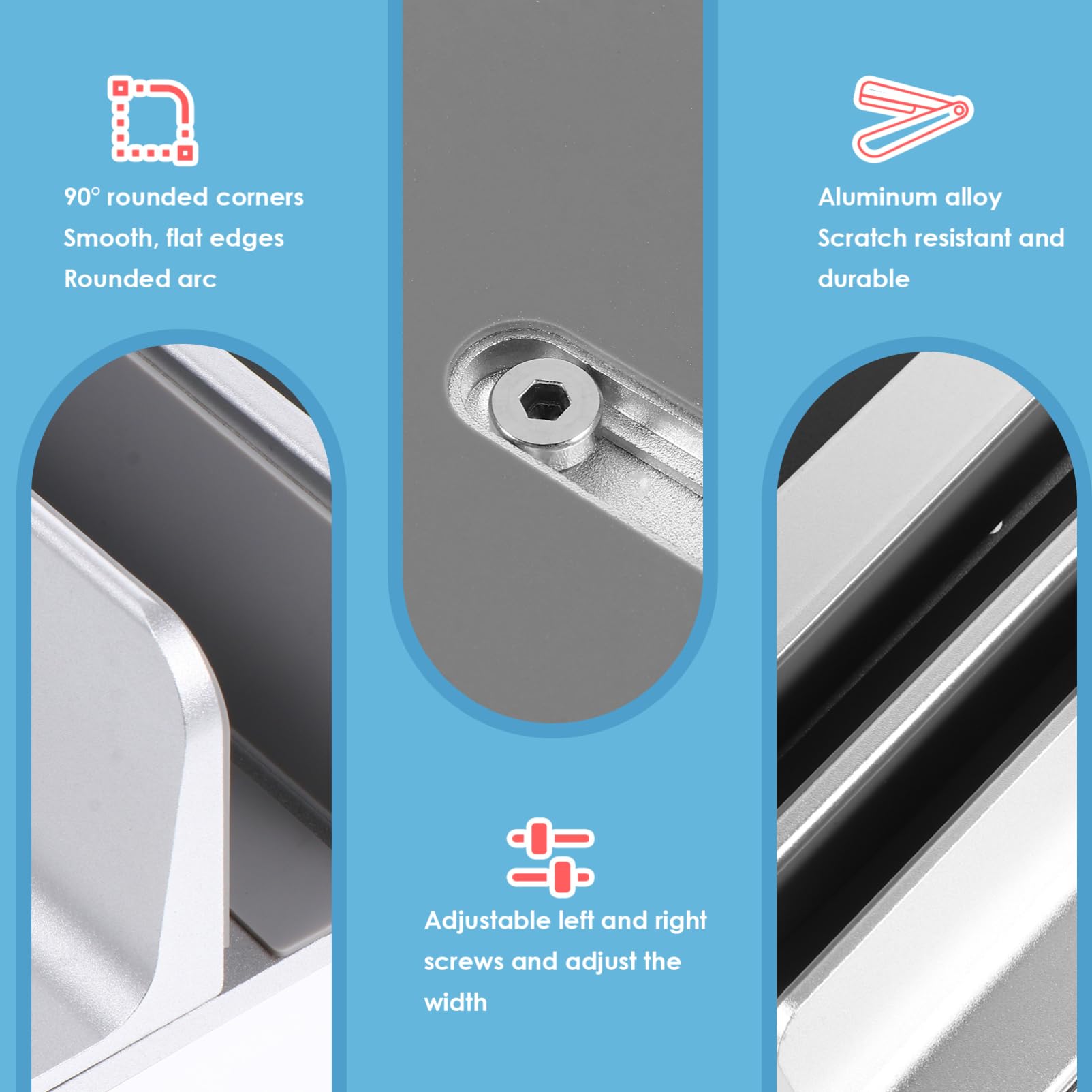 Soporte Vertical para Portátil de Doble Ranura en Aleación de Aluminio | Plata, Estable y Antiarañazos, Diseño de Escritorio para Tabletas, Base Compacta de Almacenamiento