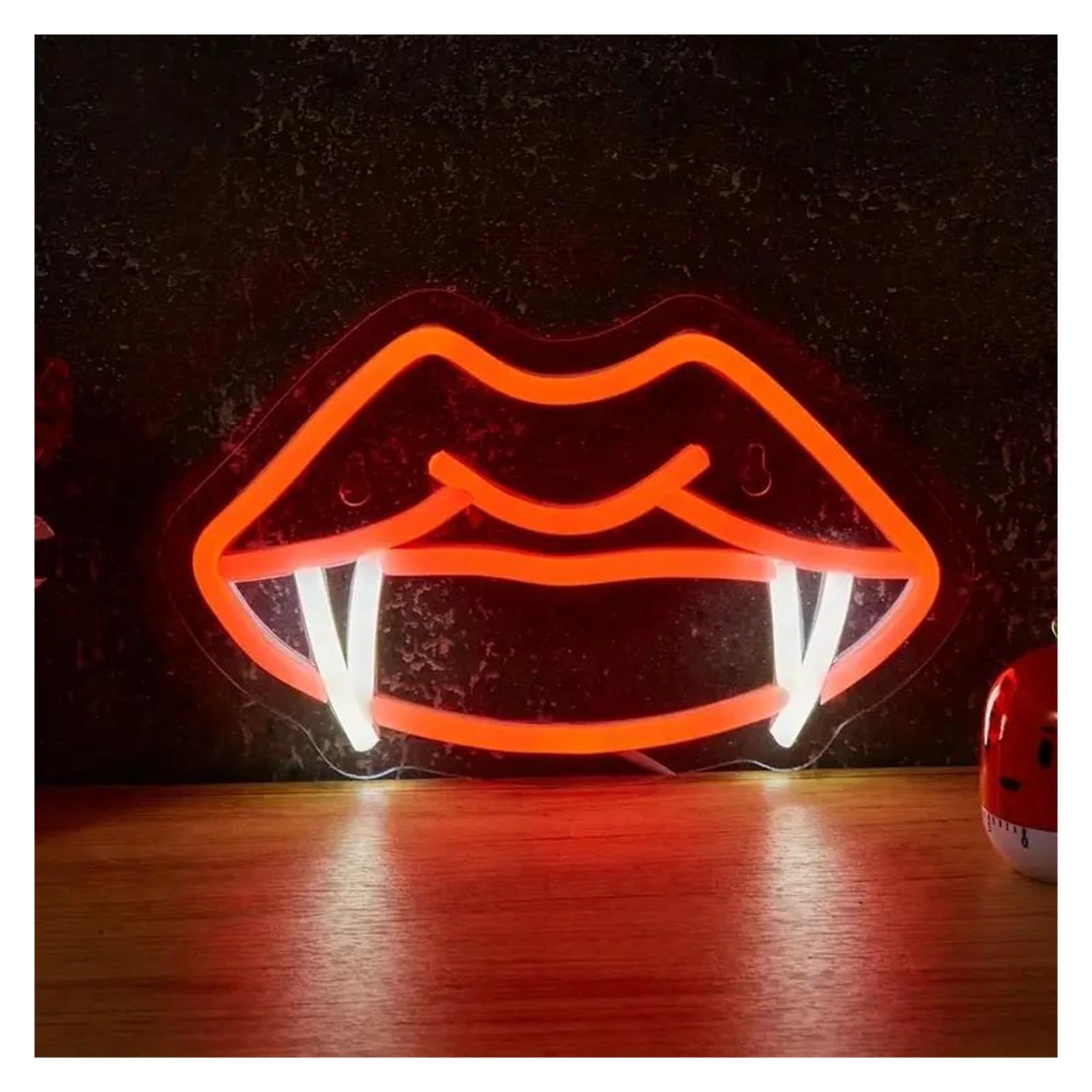 SHOUXI Sign Lamp Neon Light USB Powered Sign Teeth Mouth Cool Fangs for Man Cave Bar Party Decor 22cmх13cm