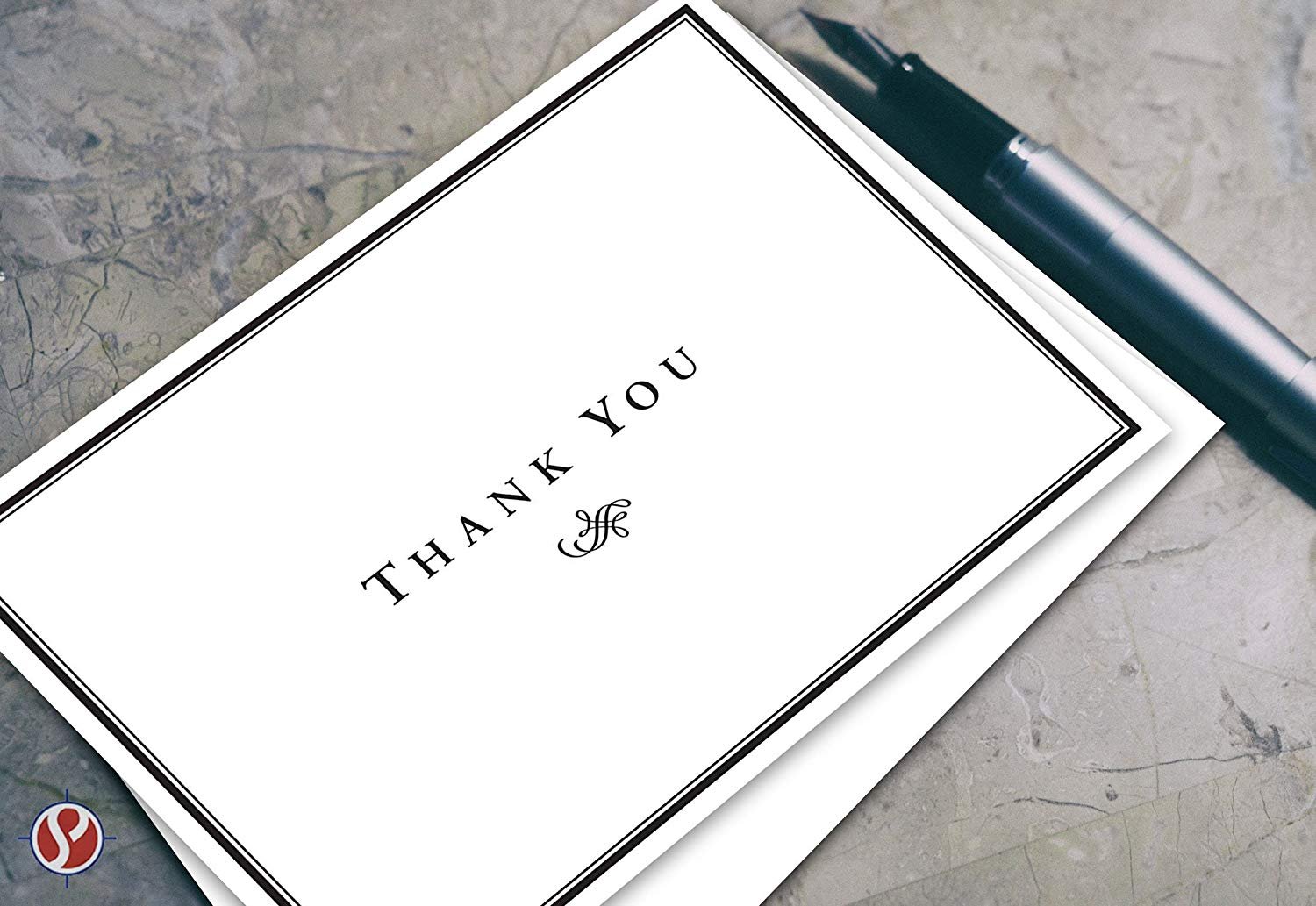 Tarjetas de agradecimiento para pequeñas empresas, juego de 25 unidades, 4¼ x 5½ pulgadas, plegables, se envía plano, interior en blanco + sobres, tarjeta de notas de diseño elegante para bodas,