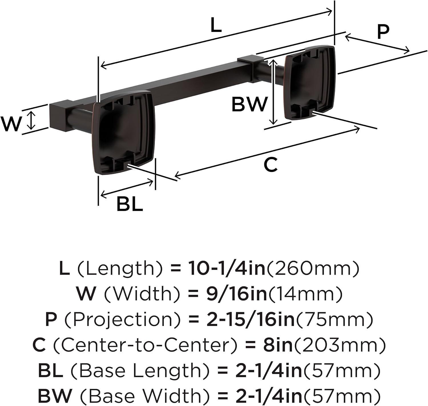 Amerock Stature Oil-Rubbed Bronze 8 inch (203mm) Towel Bar, BH36095ORB