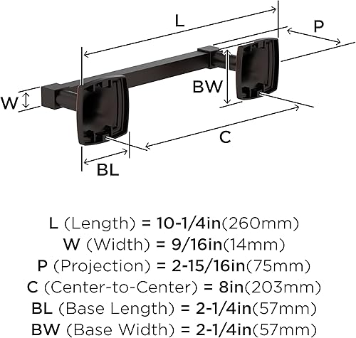 Vista 130 de Amerock Toallero negro mate – 7-9/16 pulgadas (7.559 in) de longitud – Soporte para toallas de baño y cocina Mate negro