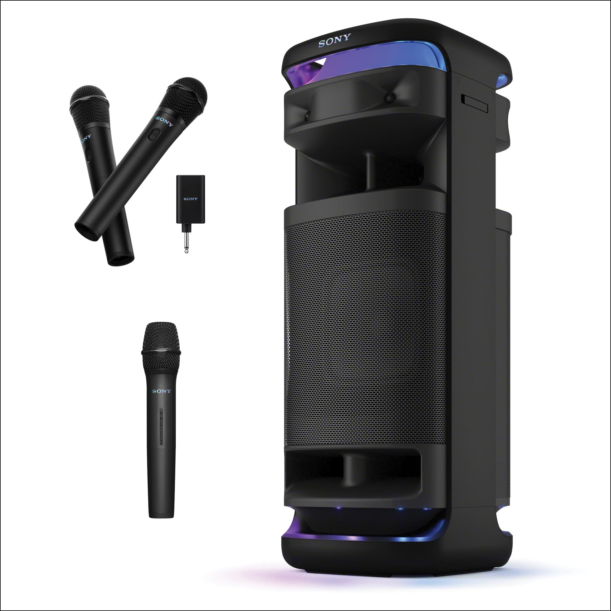Sony ULT Tower 10 Bluetooth Karaoke Party Speaker with Powerful Bass, 360° Sound and Party Lights, Included Wireless Microphone – New + ULT MIC Wireless Mic
