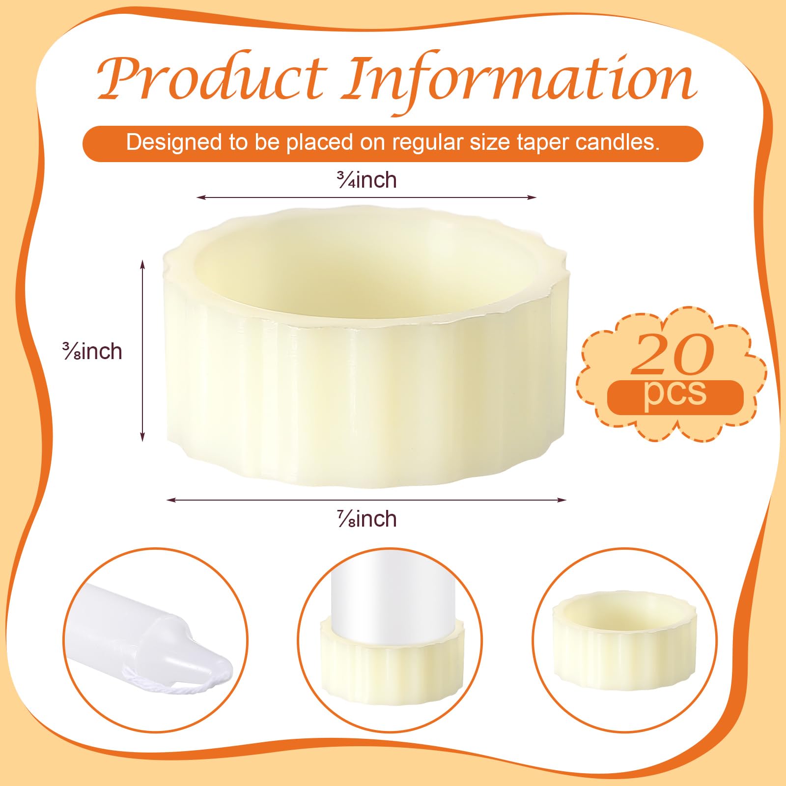 Pushglossy 20 Pack Rubber Taper Candle Hugger Grips Rings Holders Stay Put Candle Grips Inserts Keep the Bougie Upright and in Place for Taper Bougie Cups