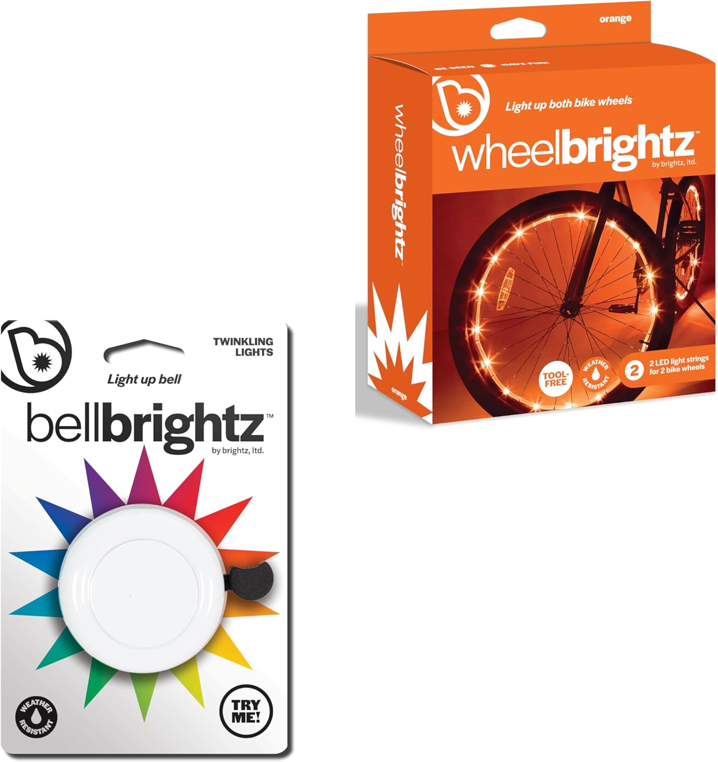Brightz BellBrightz LED Light Up Bike Bell & WheelBrightz LED Bike Wheel Lights Bundle - Fun, Colorful, and Safe Bicycle Accessories for Kids and Adults - Easy to Install, Durable, & Weather-Resistant