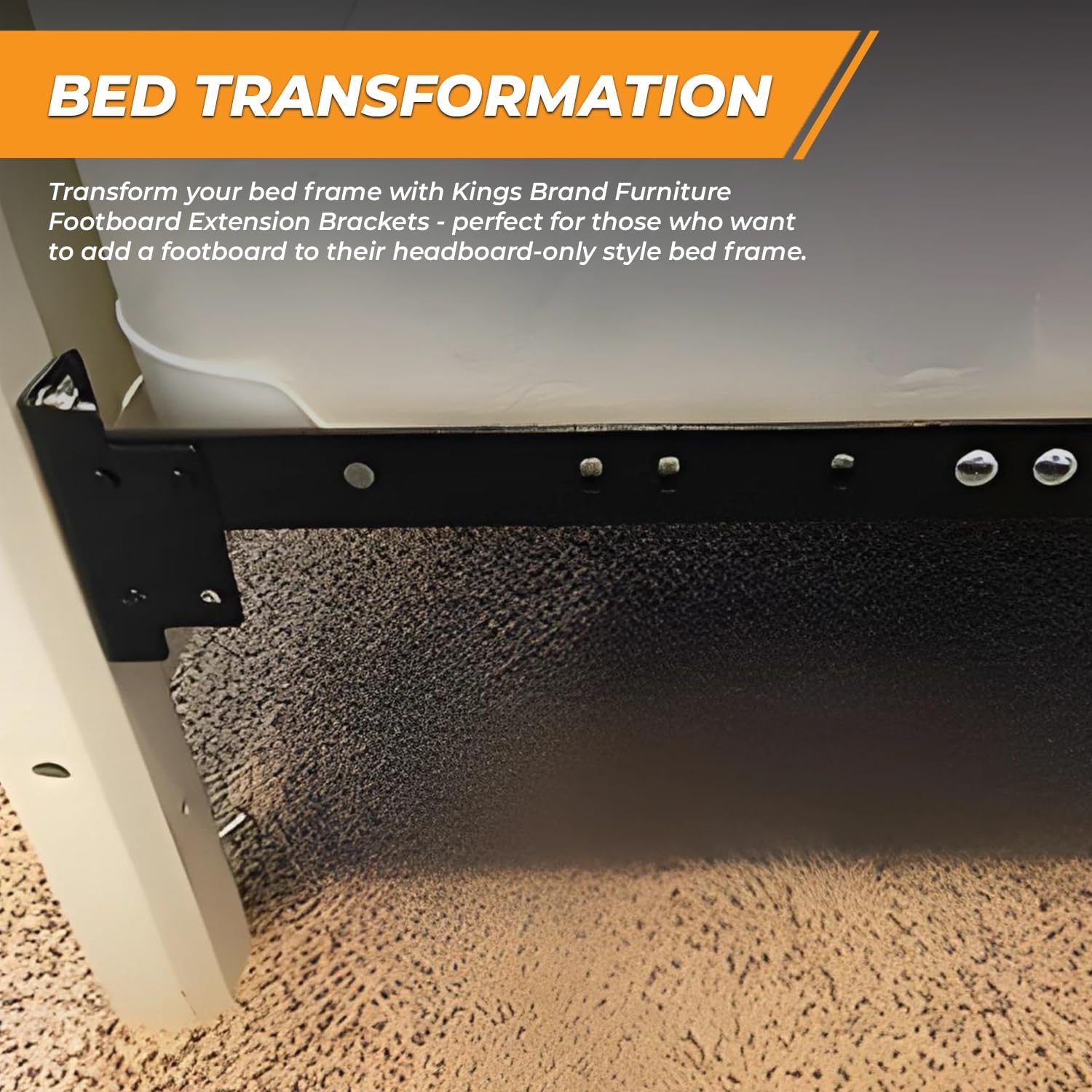 Kings Brand Furniture Bed Frame Footboard Extension Brackets Set of 2 Compatible with Twin, Full, Queen, King Sizes