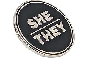 Black and Silver She/They Pronoun Pin