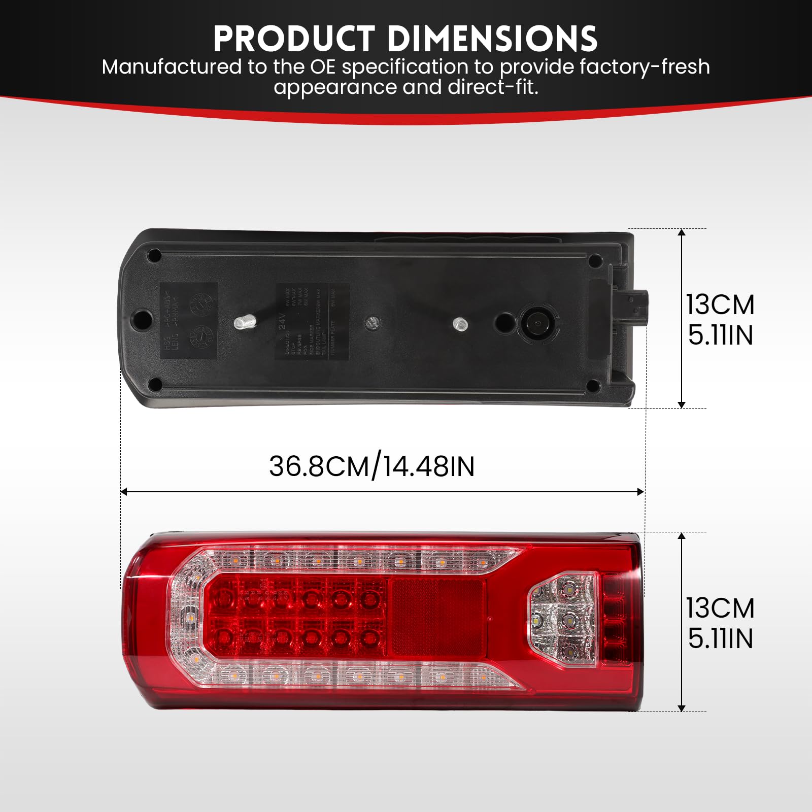 Piloto Trasero Izquierda 24V para Mercedes Actros Arocs Antos Atego 2011- | Faro Trasero con luz de freno y avisador de marcha atrás Luz trasera LED Lado del acompañante 0035443203 0035443403 Directo