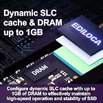 Ediloca EN855 Internal Gaming SSD with Heatsink 1TB PCIe Gen4, NVMe M.2 2280, Up to 7400MB/s, 3D TLC NAND Flash, Solid State Drive, Configure DRAM Cache, Compatible with PS5 and PC