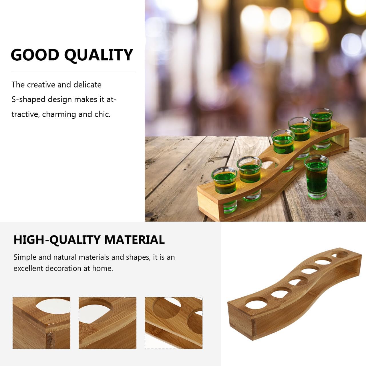 Healeved Wooden Shot Glass Holder Display Stand for Whiskey Glasses