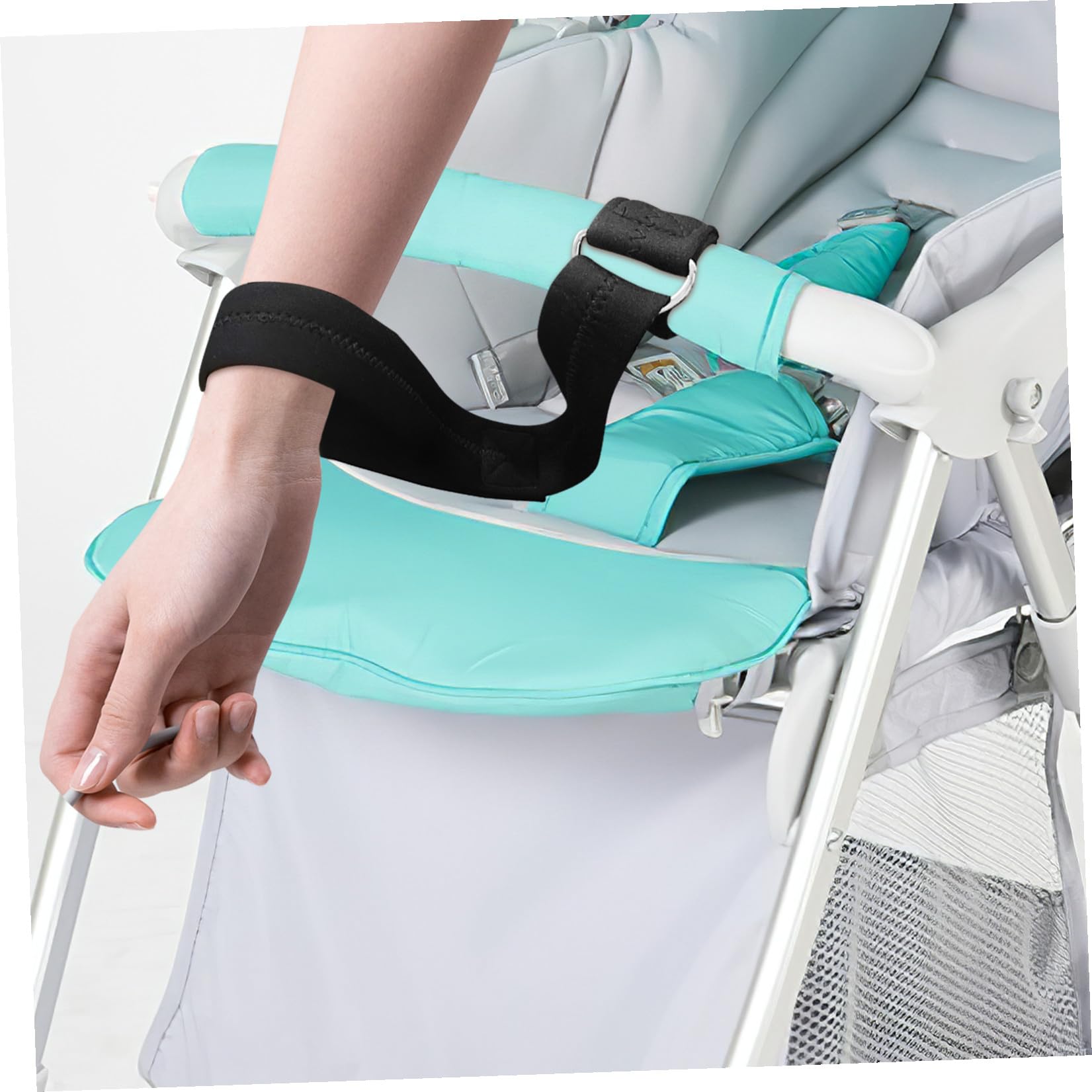 Bracciale Anti-slip per Passeggino Nero Neoprene Sicurezza | Carrello Porta Bimbi, Cinturino da Polso di Sicurezza, Accessori Passeggino