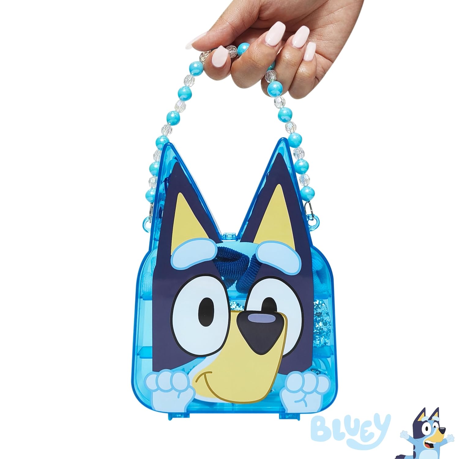 LUV HER Bluey Hair Accessory Case for Girls with Hair Clips, Elastics, Bow, and Terries, Ages 3+