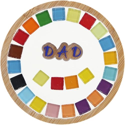Azulejos de mosaico de bricolaje para papá, azulejos de mosaico de vidrio de colores mixtos, posavasos para regalo del día del padre, formas