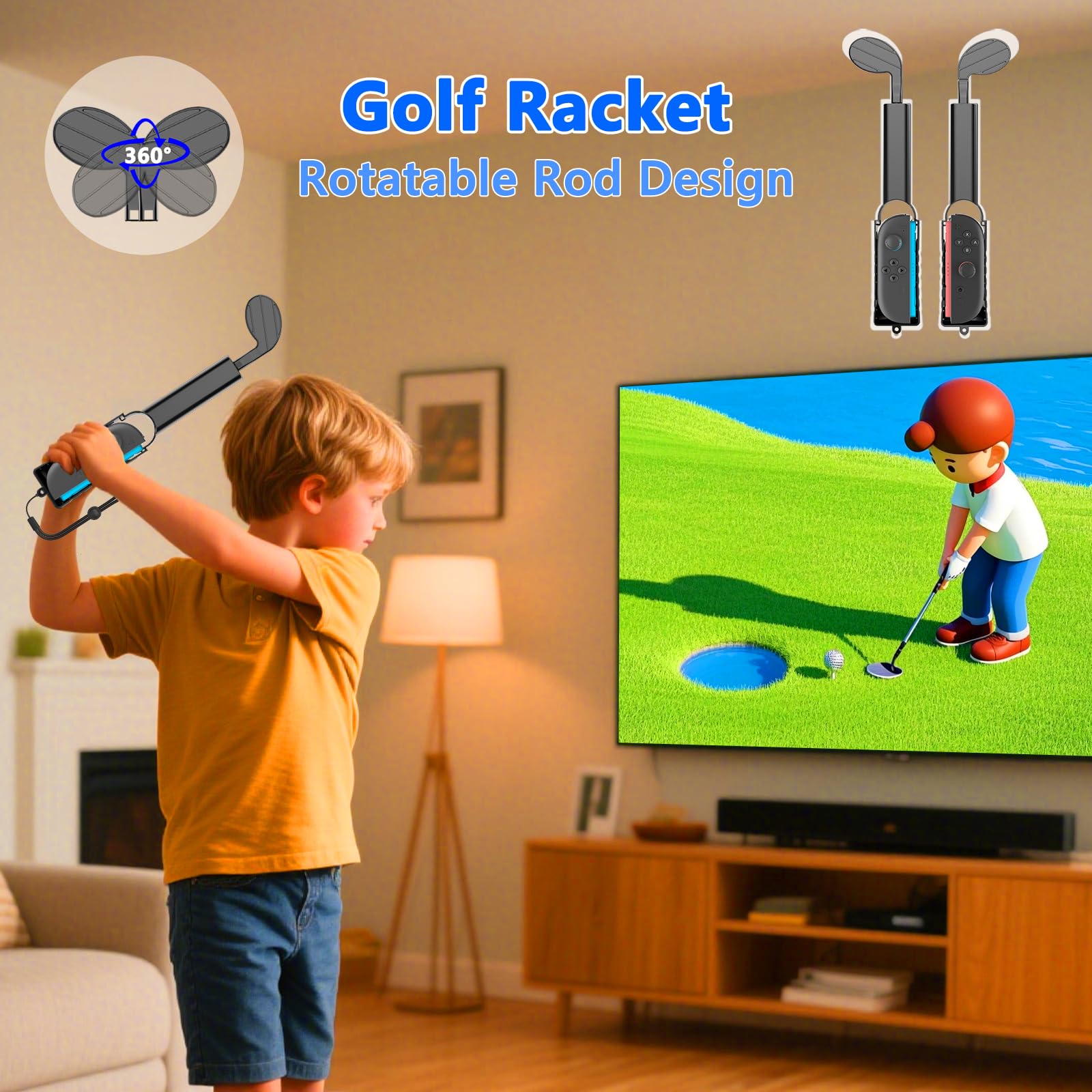 HEYSTOP Accesorios de Juego para Nintendo Switch 2 Joycon, Kit de Accesorios de Juego 10 en 1 con Palos de Golf y Otros Accesorios Deportivos de Juego para Reuniones Familiares y de Amigos
