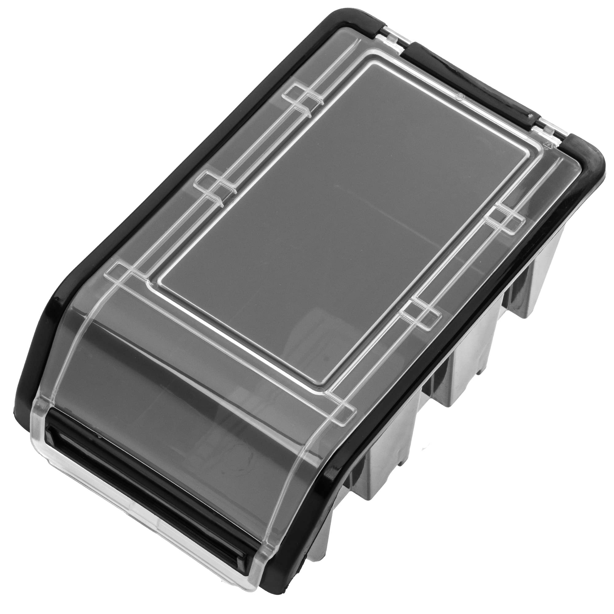 KADAX Lot de 10 boîtes de rangement empilables avec couvercle, en plastique PP, dans différentes tailles et couleurs, avec rabat pour mur d'outils (noir, 155 x 100 mm) K6533