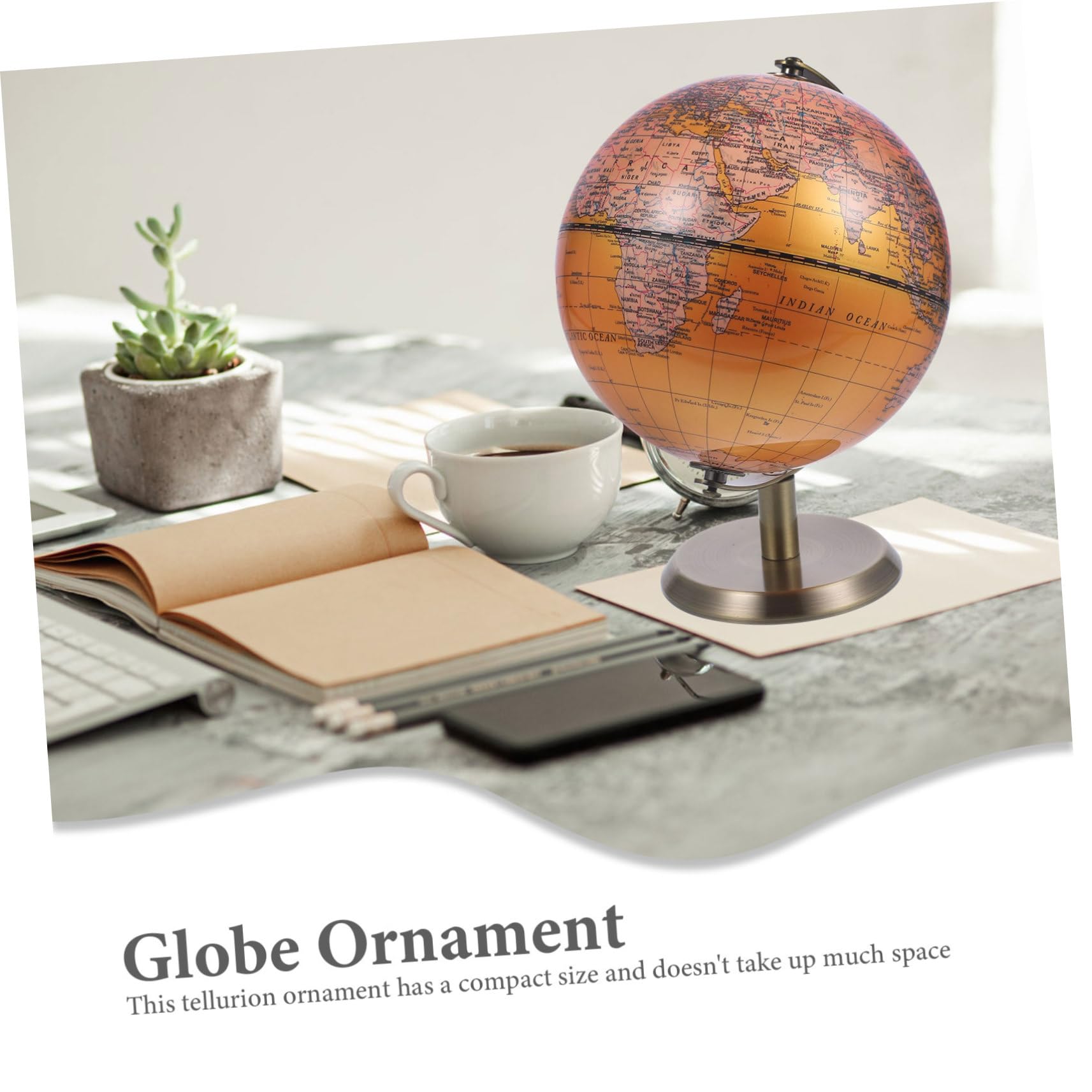 Globo Terráqueo Decorativo Giratorio de Abs y Aleación 1 Pieza
