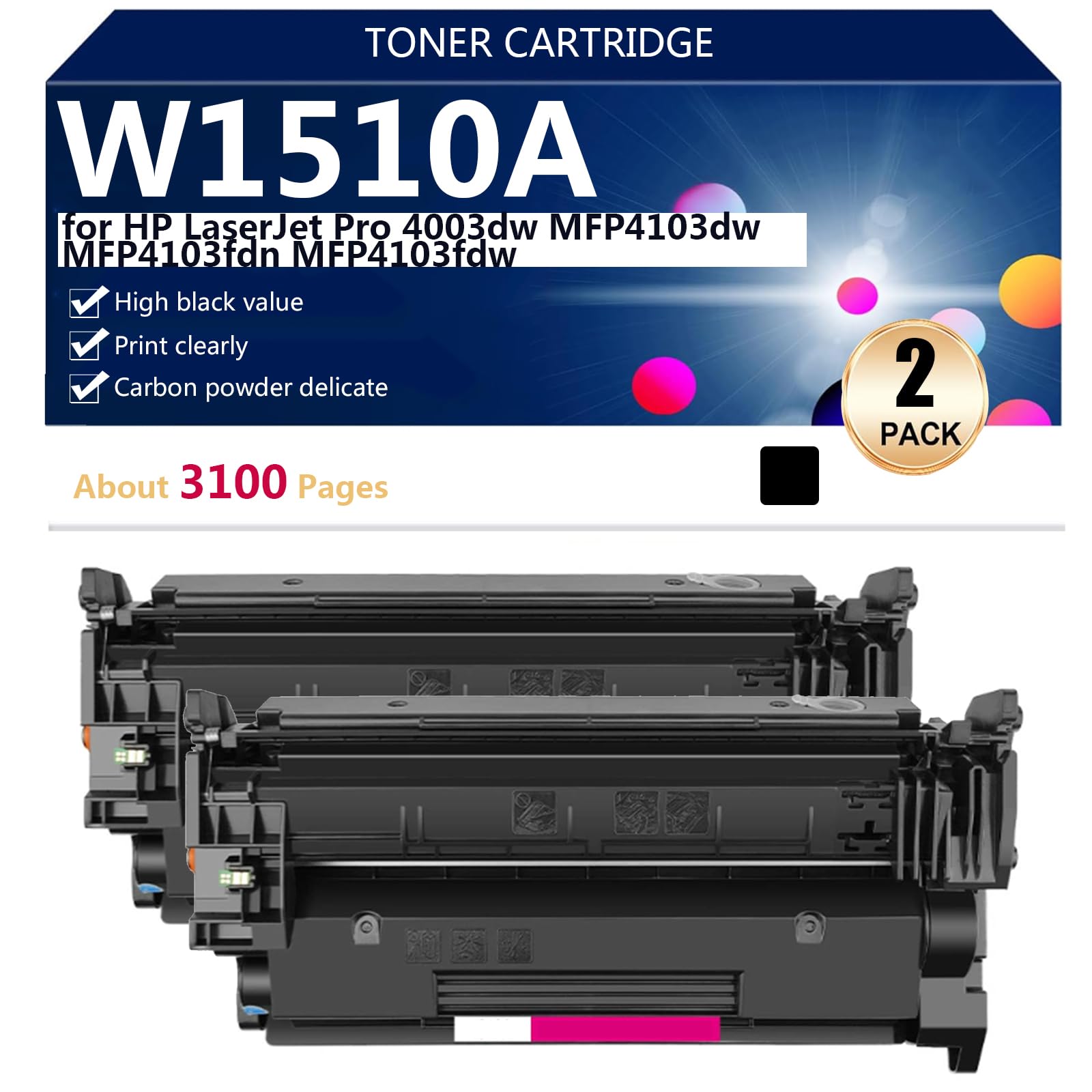 Cartouche toner W1510A compatible HP LaserJet Pro MFP 4103fdn 4003dw 2x