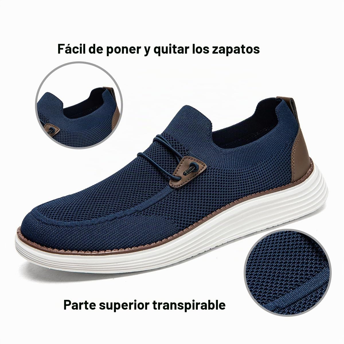 Mocasines de Hombre Mocasines Planos sin Cordones Zapatos náuticos Zapatos para Caminar Zapatos Formales Transpirables cómodos y livianos