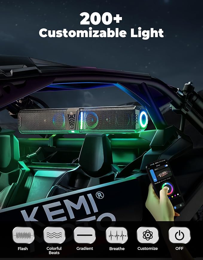 KEMIMOTO 2025 Midnight 80 Parlante Sound Bar 32 pulgadas UTV IP65 miniatura 4