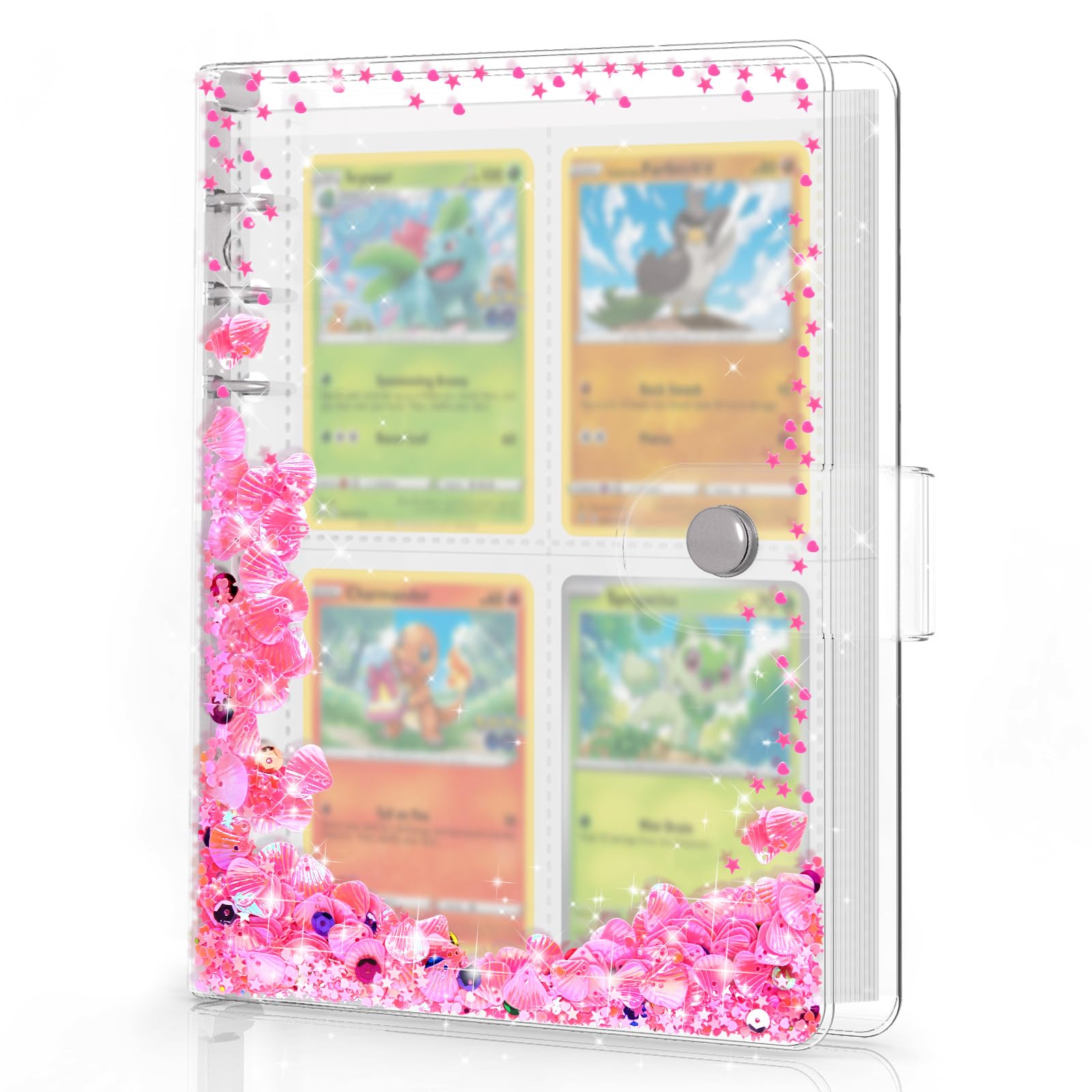 Transparent Pink Card Binder for Pokemon, Cute Card Binder for Game Cards Trading Cards, Small Card Booklet for 3~10 Year Girls Gifts, Stocking Stuffers (Medium) — image 1