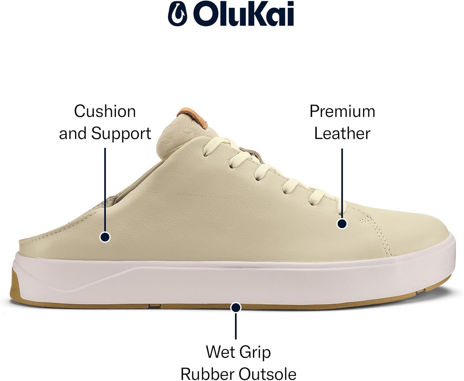 OLUKAI Lae'ahi Li 'Ili Men's Waterproof Leather Sneaker, Versatile & Casual Everyday Shoe, All-Day Comfort & Support, Enhanced Grip & Traction - Image 3